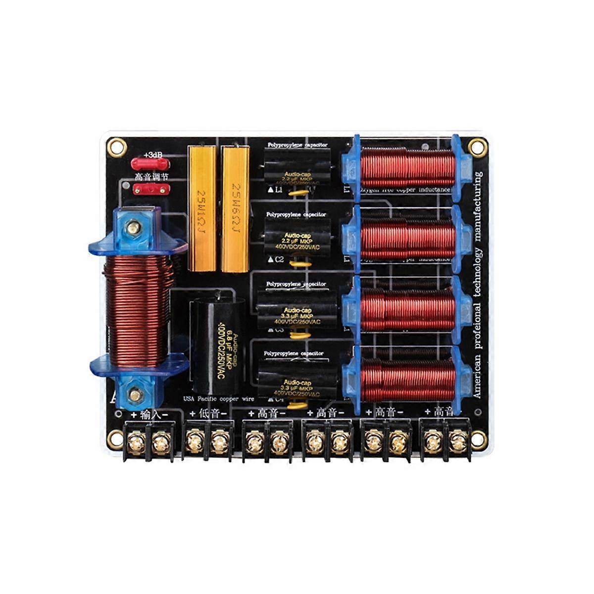 5-Way Speaker Divider 250-600W Professional Speaker Crossover 45Hz-23kHz Stage Home Theater 5-Unit Audio Crossover