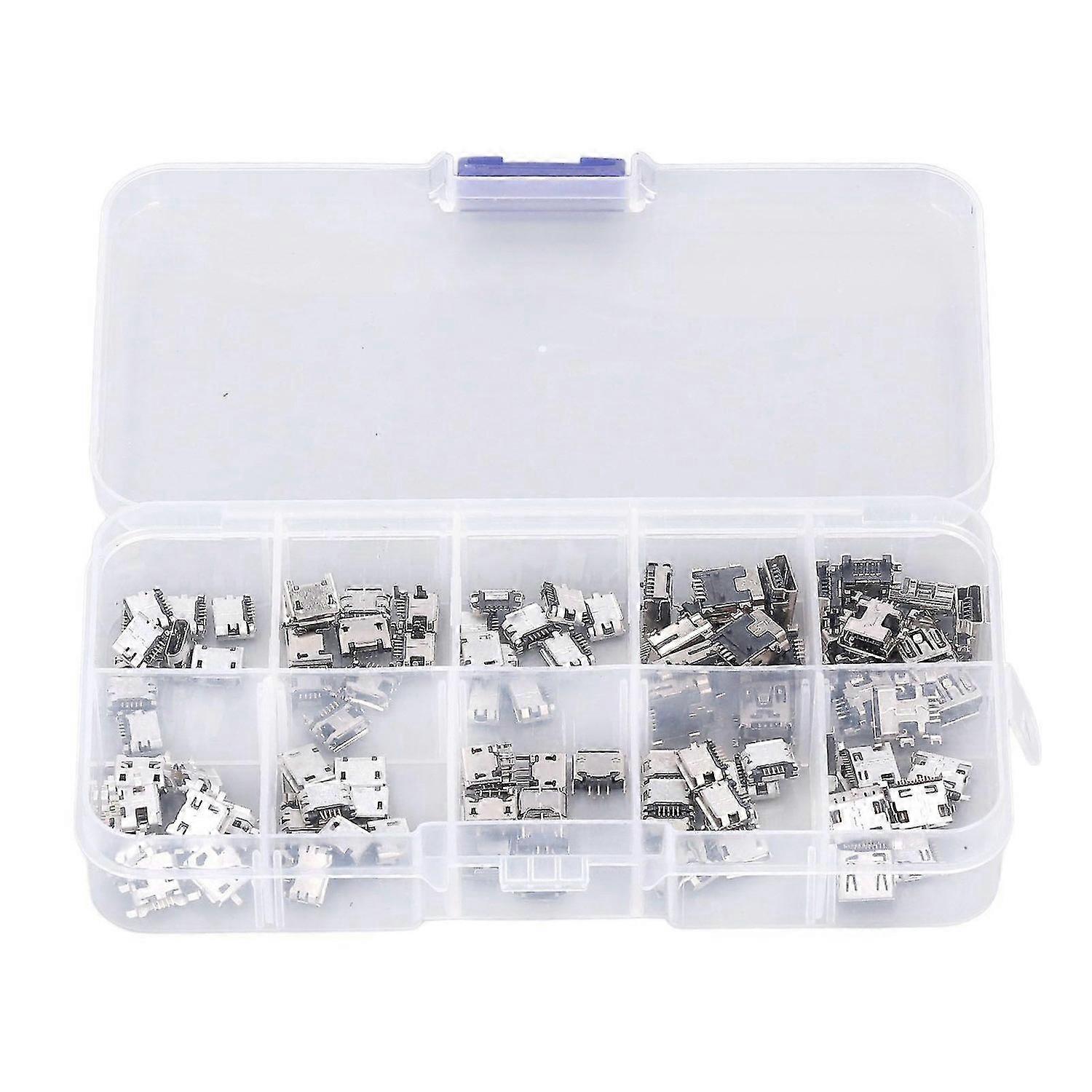 High quality 10 models, 100 pcs Micro MINI USB sockets, various