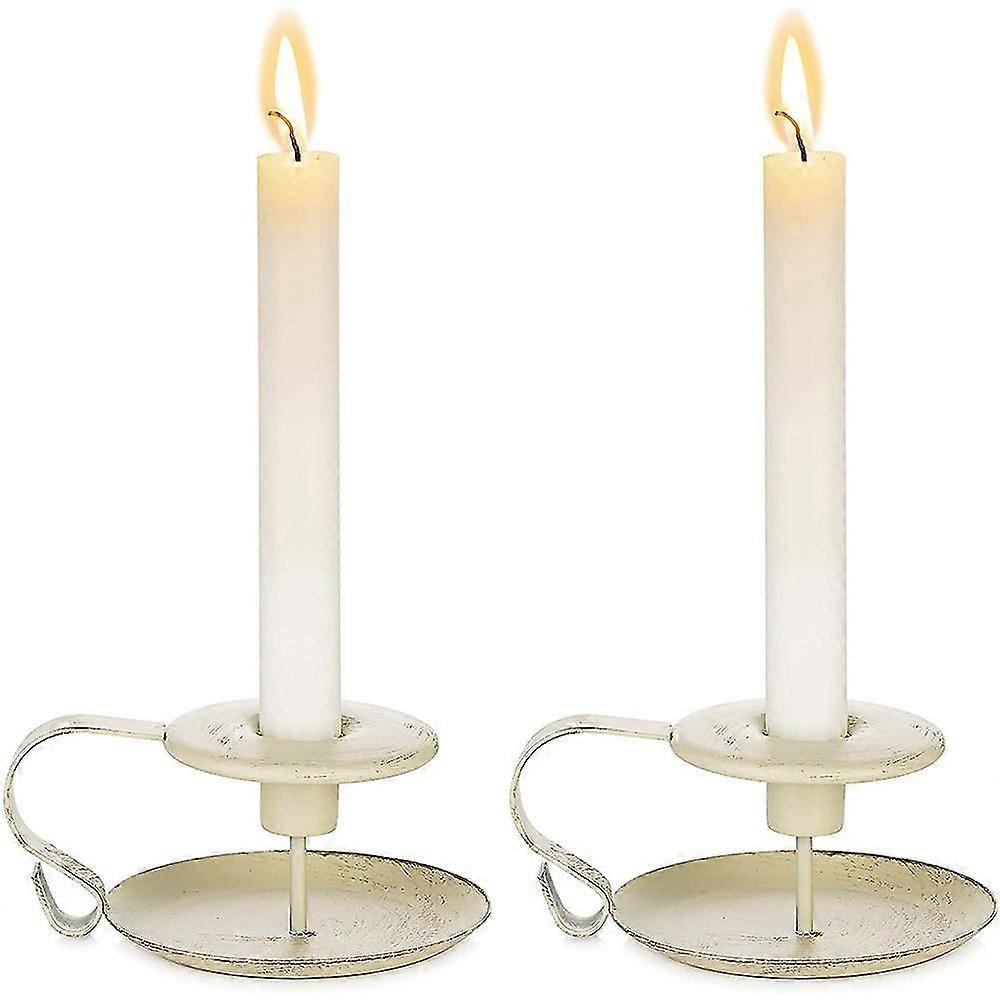 Rétro Fer Candélabre Simple Noir Bougeoirs Bougie Conique