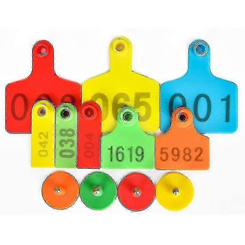 100PCS番号付き家畜耳タグ001-100、牛羊豚用安全IDタグ、耐久性のある動物追跡マーカー