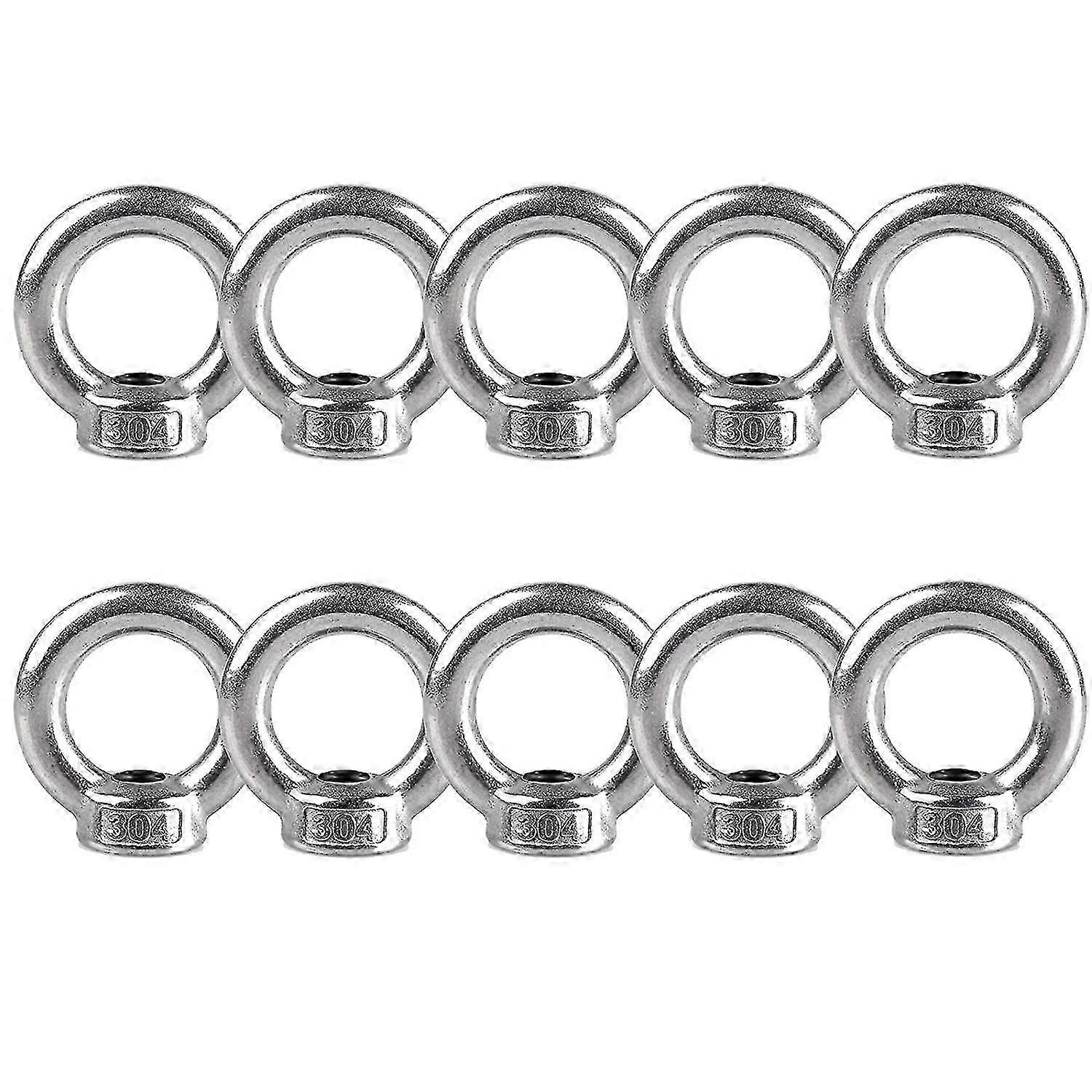 10 stykker M8 øyemutter, løfteøyemutter, M8 304 øyemutter i rustfritt stål, kvinnelig gjengemutter (ShiKai)
