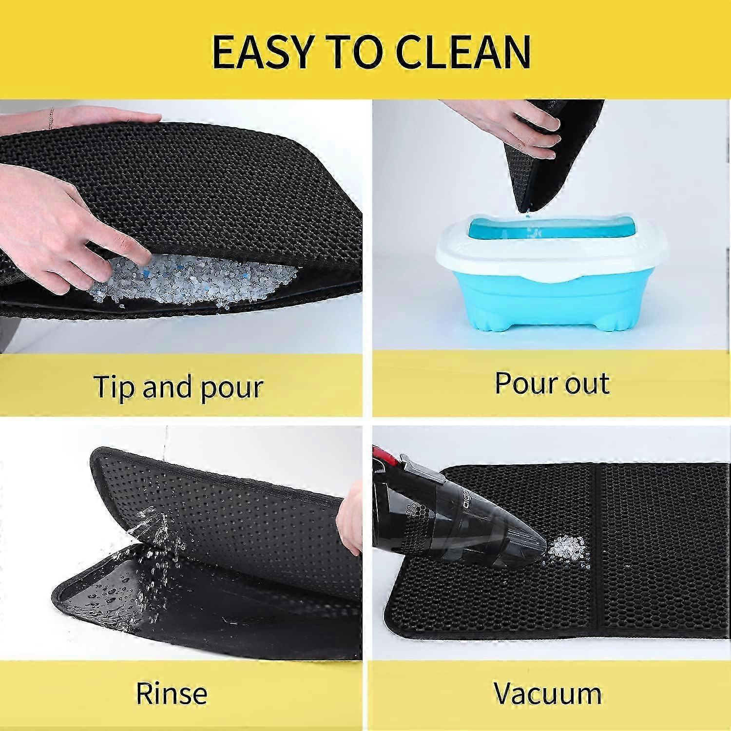 Non-Slip Cat Litter Mat, Convex Honeycomb Holes, Urine-Proof, Foldable for Neat Storage Near Your Pet's Litter Box (60x45cm) 2025
