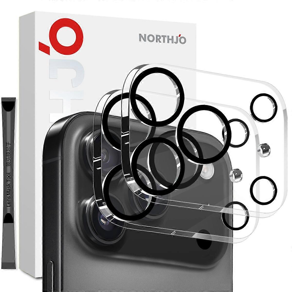 NORTHJO 2Pcs For iPhone 17 Pro Camera Lens Protector Black Circles 3D Full Coverage Clear Tempered G