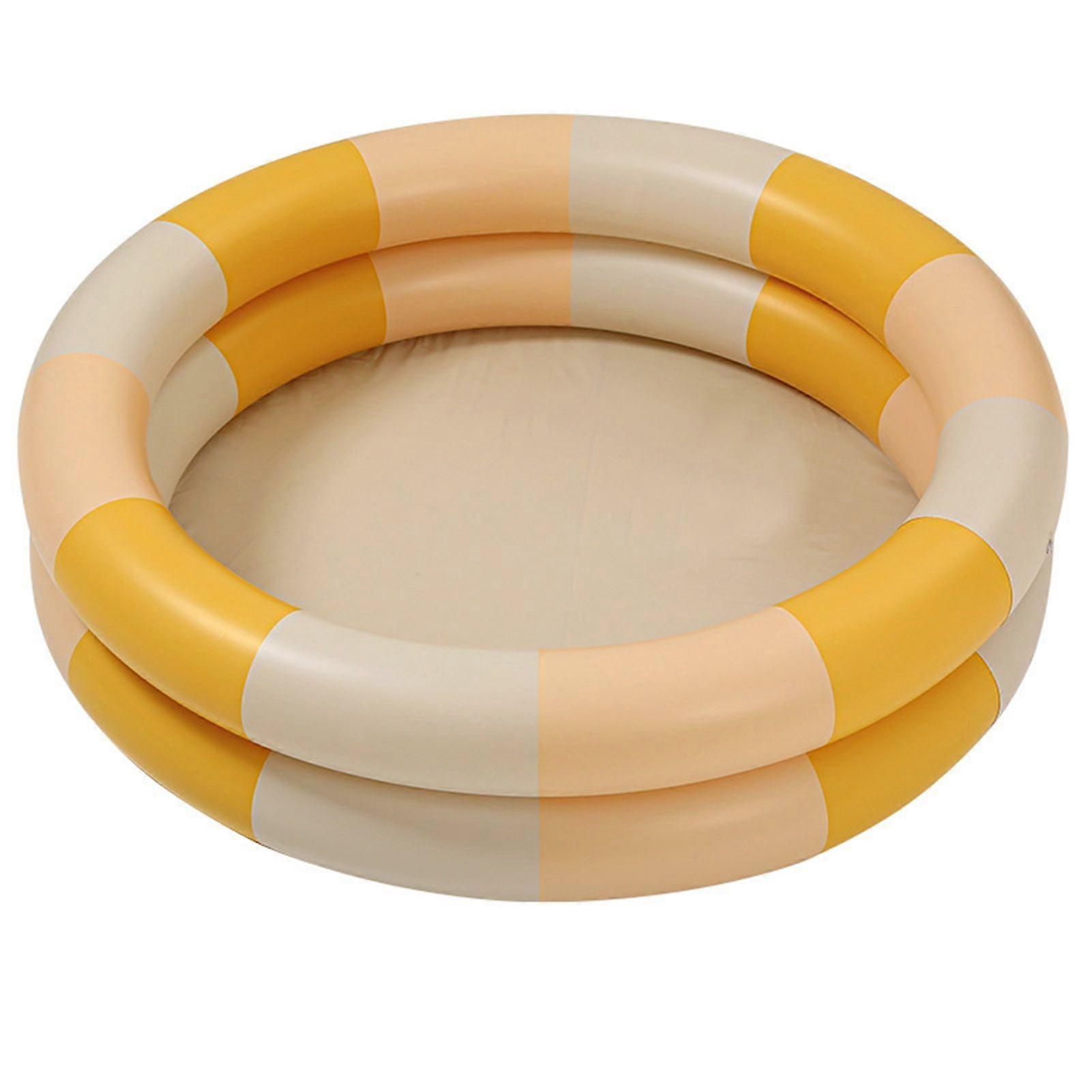 Inflatable Pool Baby Retro Blow Up Swimming Pool Family Cute Style Thickened Water Pool Yellow Stripe