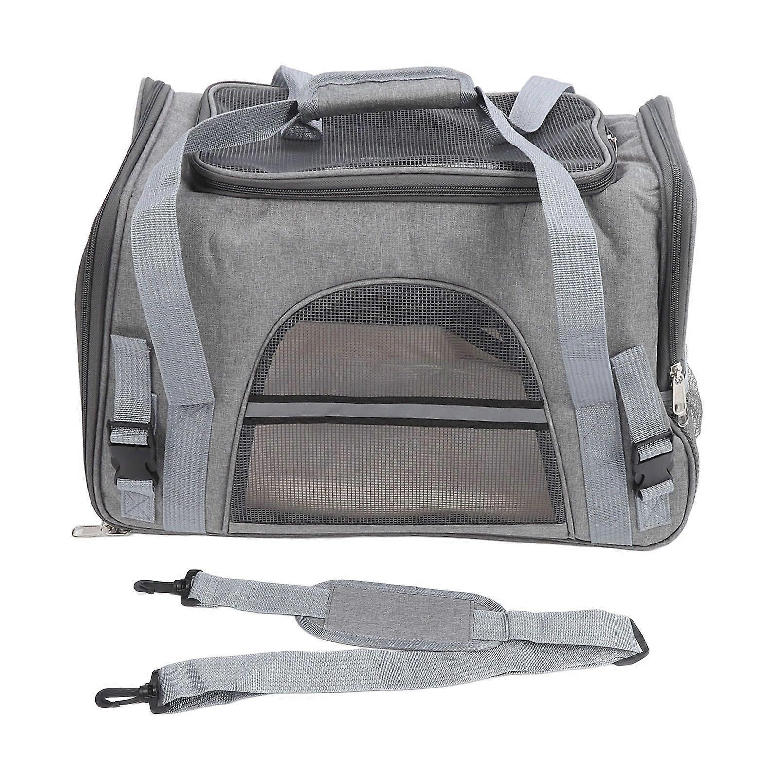 Pet Carrier Breathable Mesh Cat Carrier Bag Collapsible Portable Dog Carrier Large Capacity Puppy Bag for Travel Camping Shopping Grey