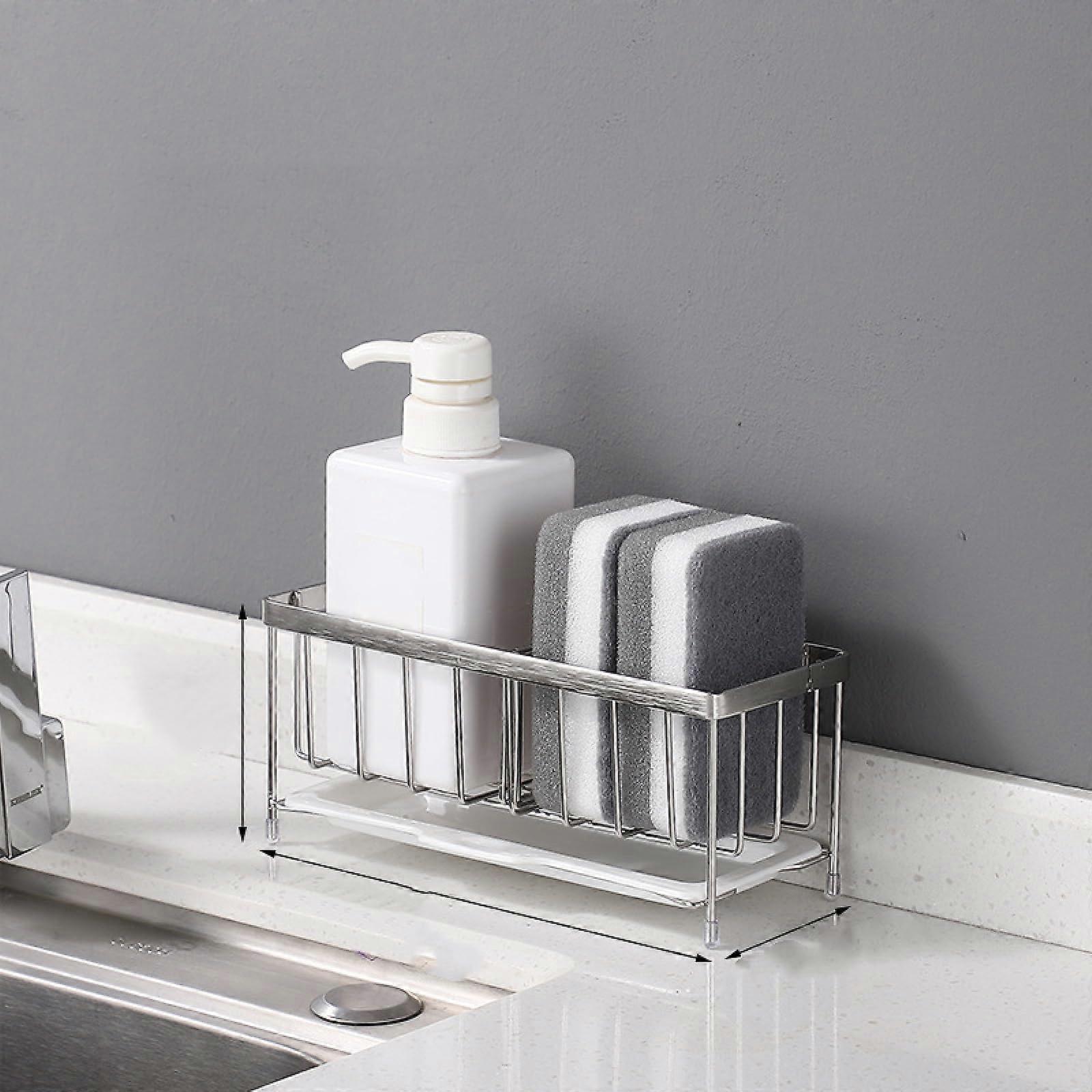 Stainless Steel Countertops Drain Basket Model 118 Natural Color, Dish Soap Storage, Sponge Steel Wool Balls