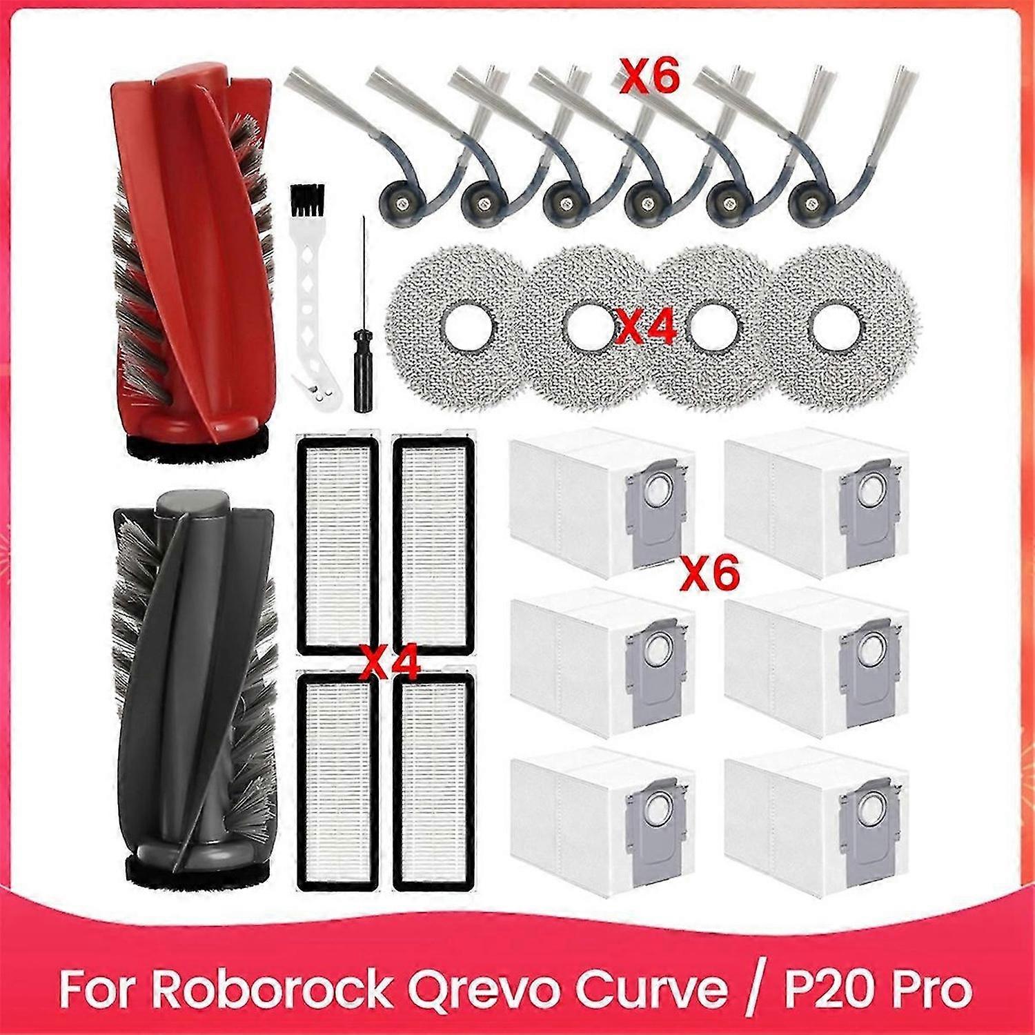 For Roborock Qrevo Curve / P20 Pro Vacuum Cleaner Main Side Brushes