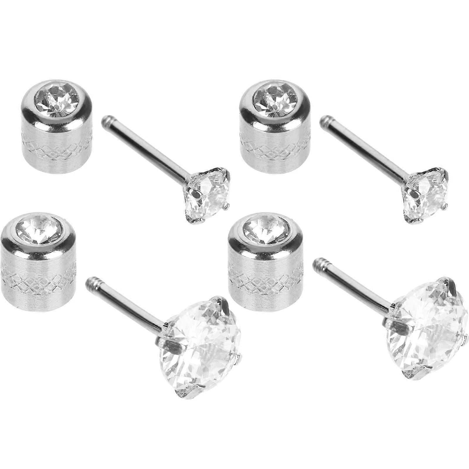 Zircon Stud Earrings Stainless Steel Add Charm 2Pairs for Women