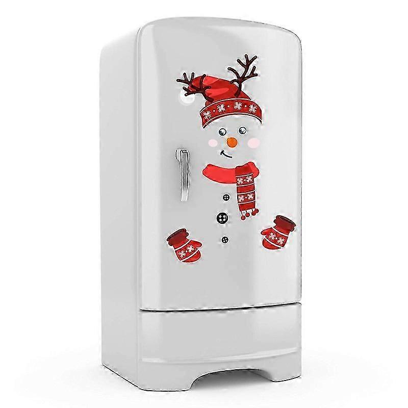 Set of 13 Snowman Refrigerator Stickers| Christmas Decorations | Large Red Black Buffalo Plaid Fridge Stickers | Xmas Holiday Decorations for Fridge |