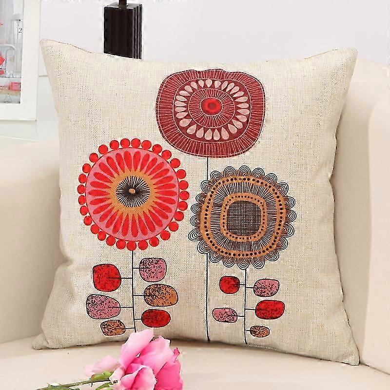 Cushion Cover 45 X 45 Bohemian Decorative Cushion Abstract Flower Four Seasons Cushion Red Sofa Cushion
