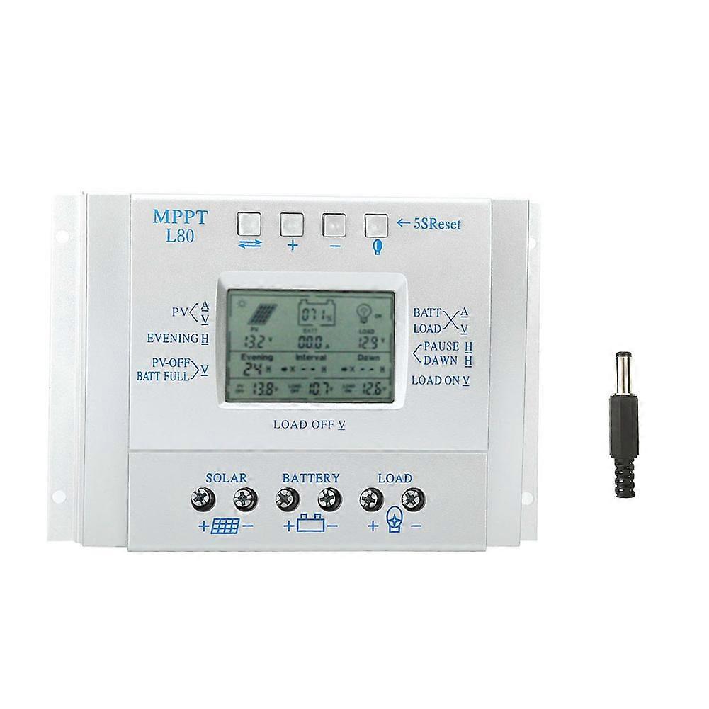 Contrôleur de charge solaire photovoltaïque MPPT PWM 80 A avec écran LCD 12 V/24 V