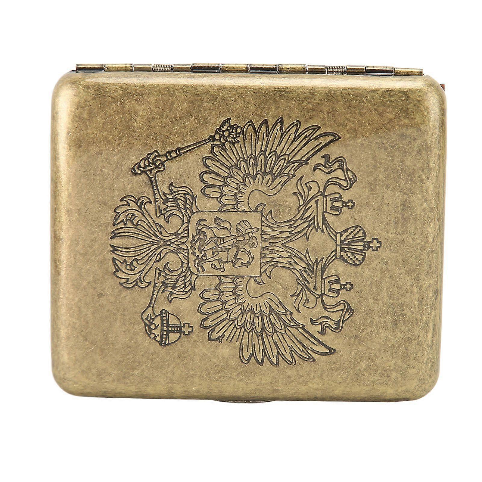 Retro Cigarette Case 20 Capacity Double Headed Eagle Pattern Double Headed Eagle Cigarette Case for Outdoor