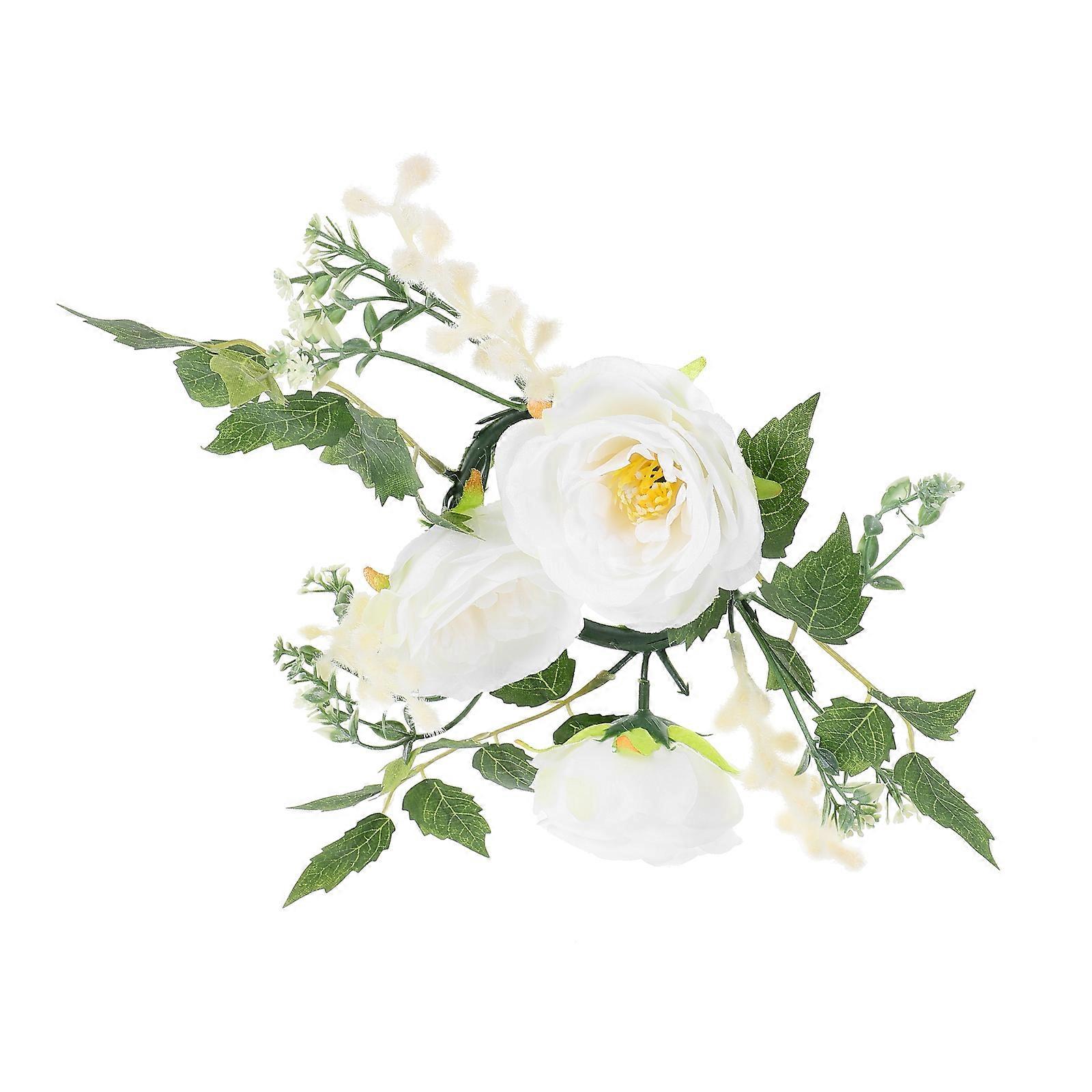 Floral Candle Ring Wreath 4Pcs Spring Summer Artificial Flower Design For Wedding And Birthday 9.82X9.82X2.36IN Decorative Centerpiece