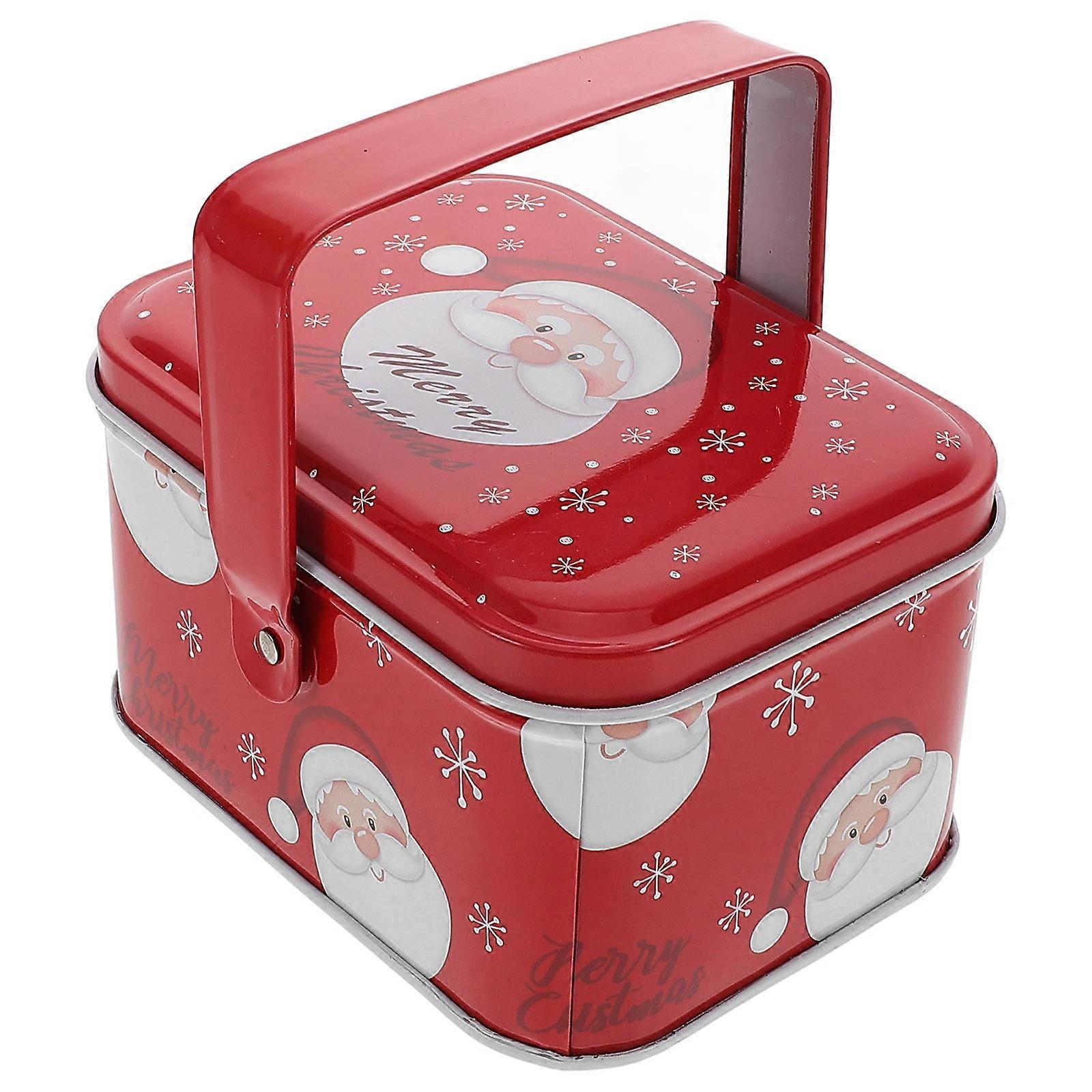 Biscuit Tins Christmas Metal Tin Box for Storage Use 2Pcs with Handle