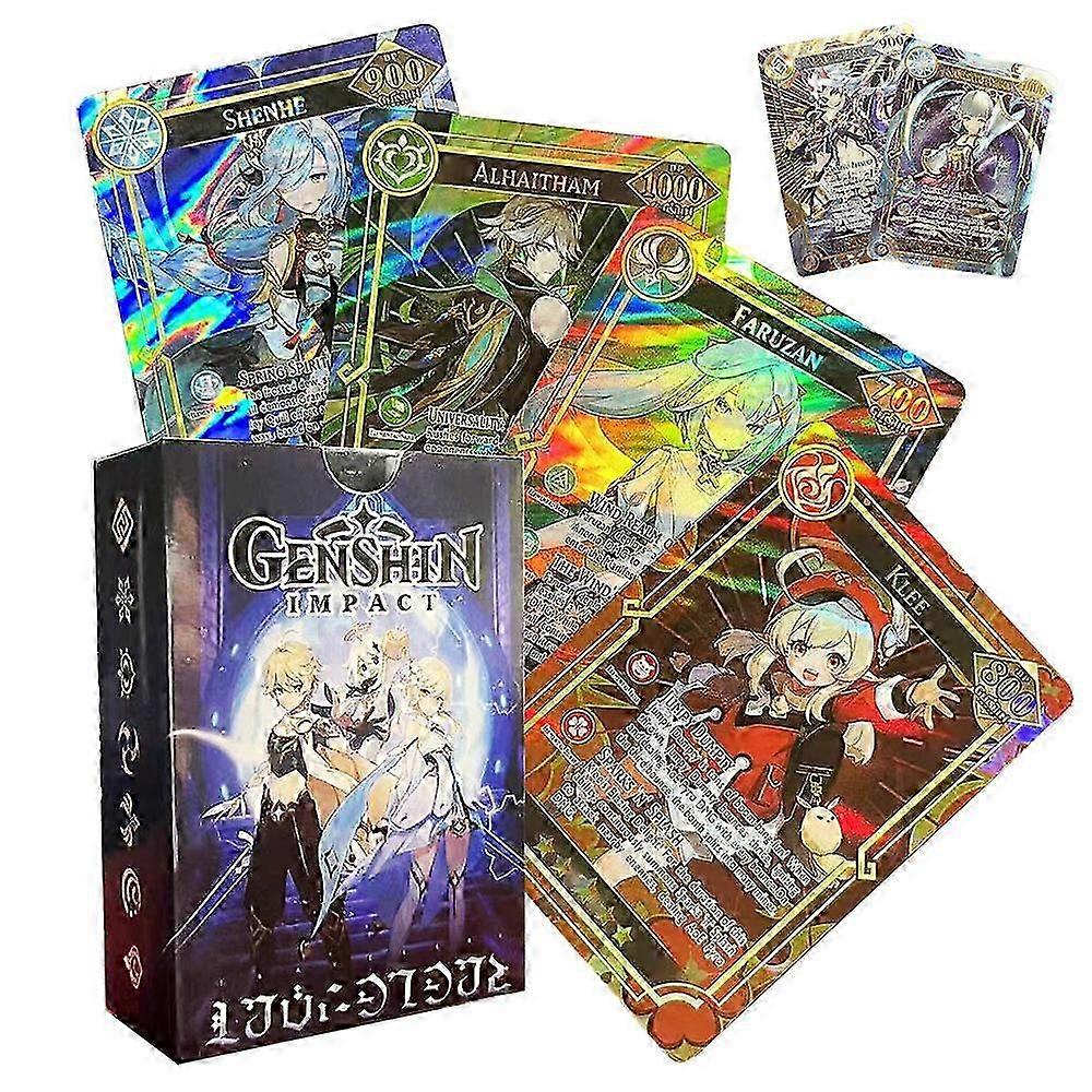 Genshin Impact Utr 1Box/60Pcs High-End Genshin Cards English Version Laser Flash Card Dimension Animation Game Card Toys 2025