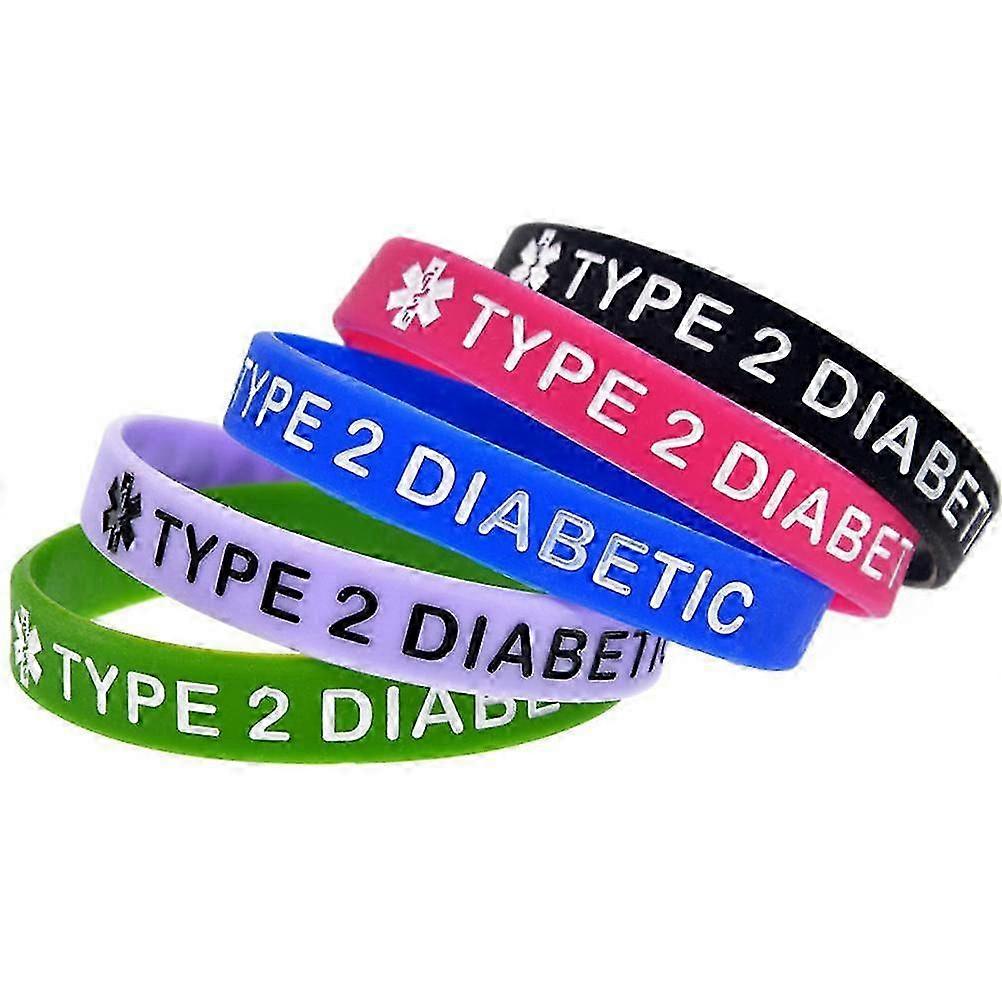 5 Pcs TYPE 2 Diabetic Silicone Wristband for Daily Reminder 2025