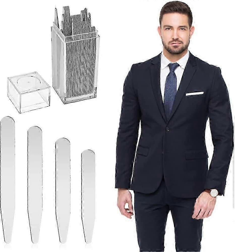 40 pcs collar stays for men in 4 sizes with clear box