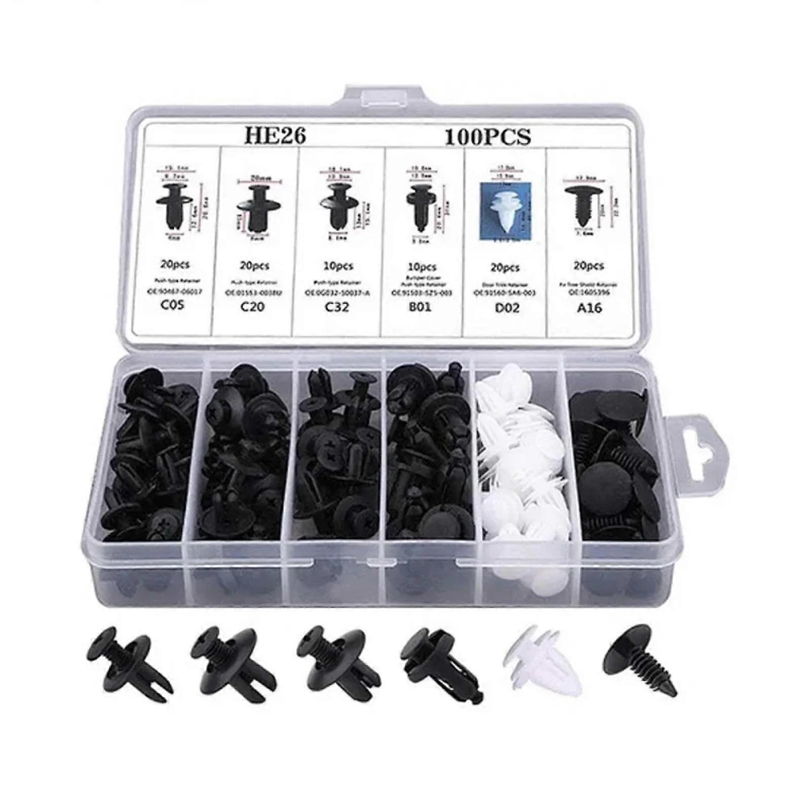 Car Fastener Clips Universal MixedBody Push Retainer Kit 100Pcs For Door Panel Trim Rivets