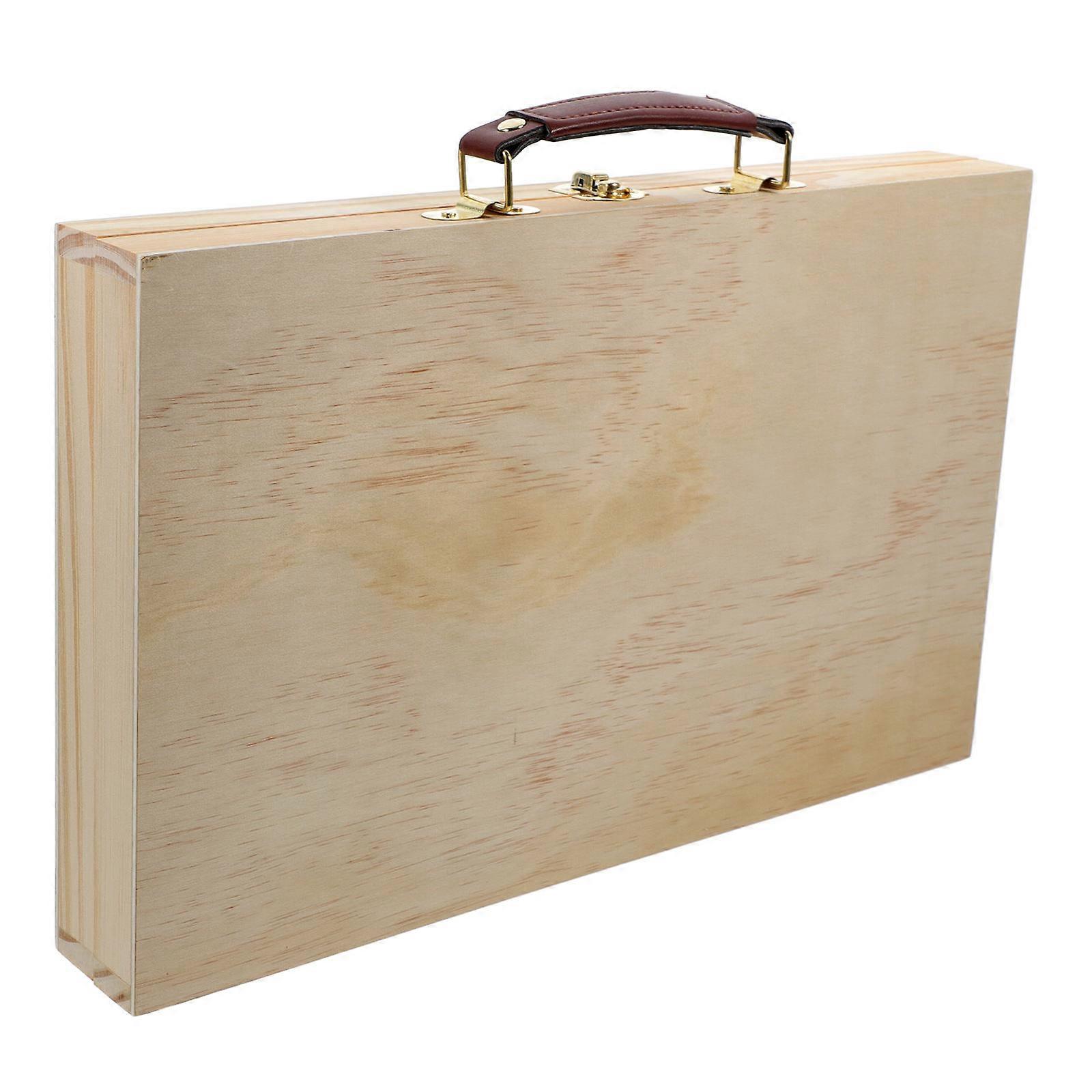 Paint Box Wooden Painting Pen Storage Handle Empty Box 2Pcs