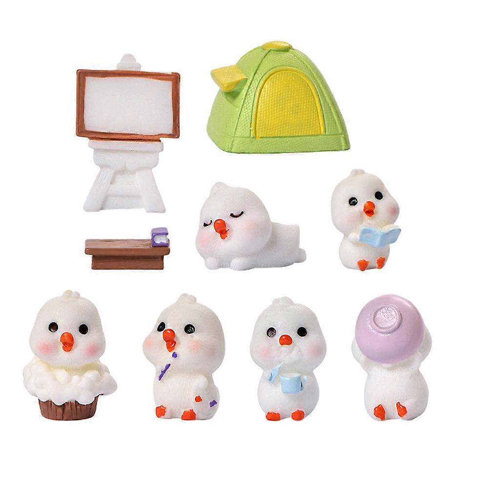Early Education Resin Duck Ornament for Decoration 1Set Mini Model