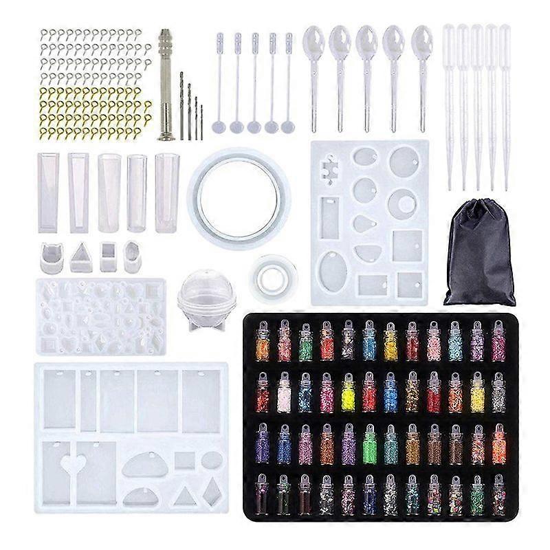 Minglan 148 Pieces/Set Epoxy Casting Kit Jewelry Making Pendants Craft Colors 184 Pieces (Sequins)