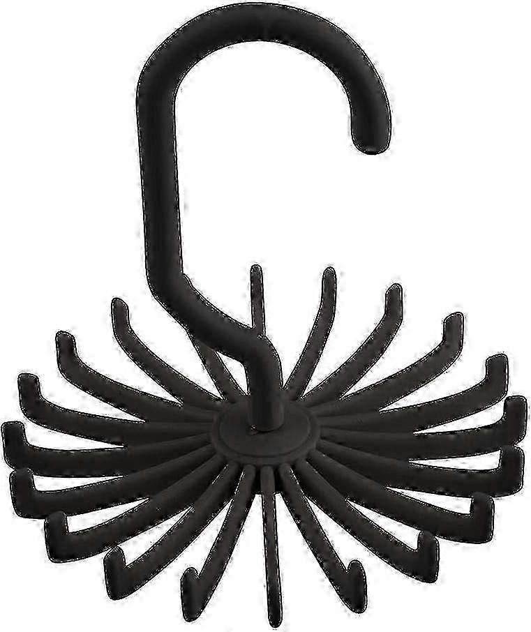 Adjustable Men's Tie Rack with 360 Degree Swivel Base and 20 Hooks Black Strap Organizer (11*11*12cm) - Tie Clip Included 25-26