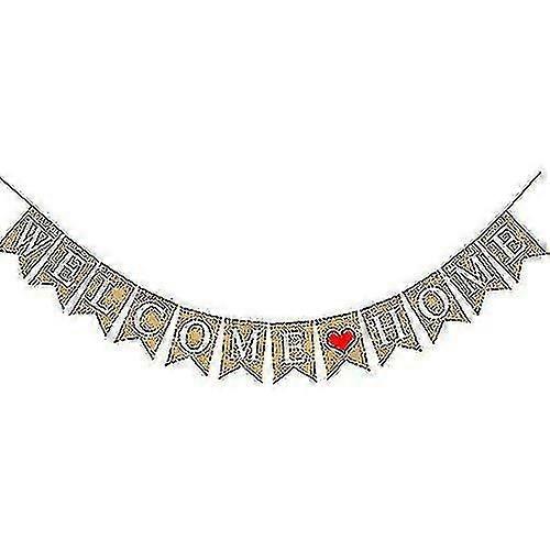Snqtv-welcome Home Banner Bunting 3m Rustic Burlap Bunting Banner  Welcome Home Decoration