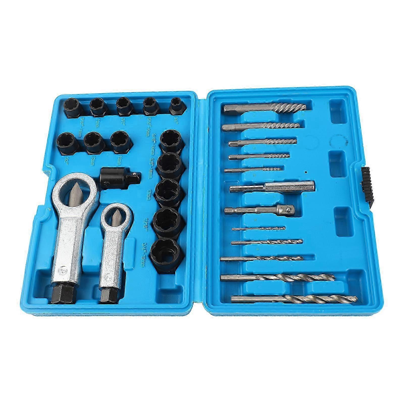 28Pcs Damaged Nut Screw Remover Set Broken Nut Bolt Extractor Rust Nut Screw Removal Tools Kit Stuck Nut Bolts Extractor