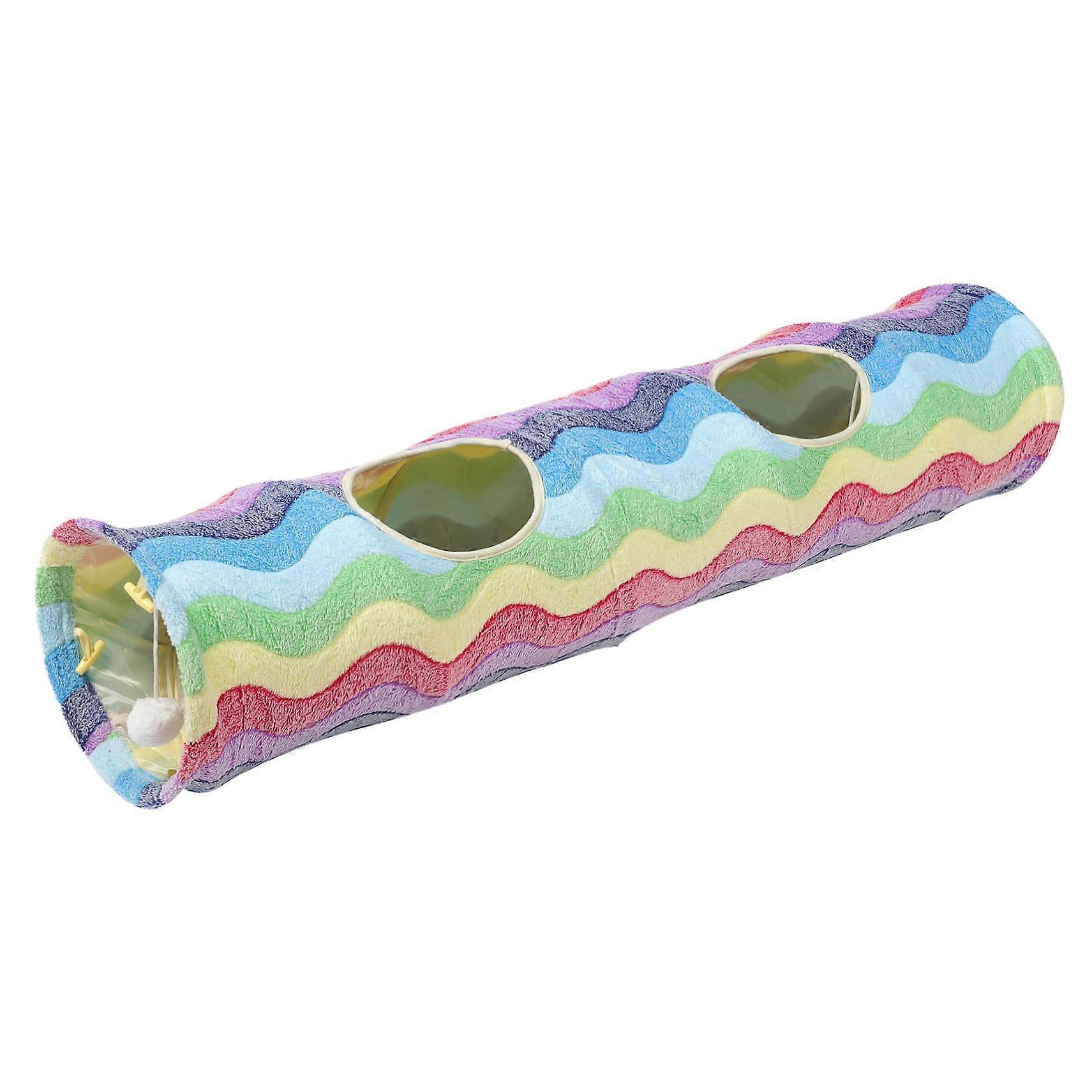 Foldable Cat Tunnel For Indoor Play, Fluffy Cat Toy Tube, Pet Exploration Kitten Toy, Portable Exercise Fun