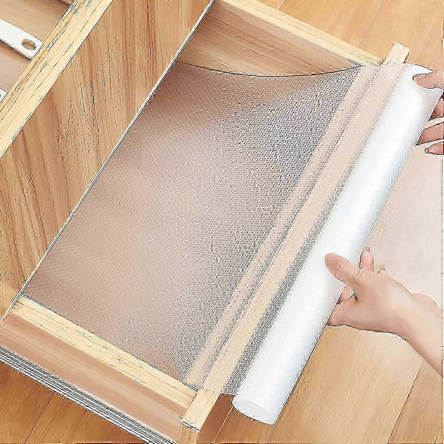 Non-Slip Drawer Bottom Mat, Non-Adhesive EVA Drawer Mat, Waterproof Transparent Fridge Mat Can Be Cut to Size for Kitchen Drawer Cupboard Shelf Protec