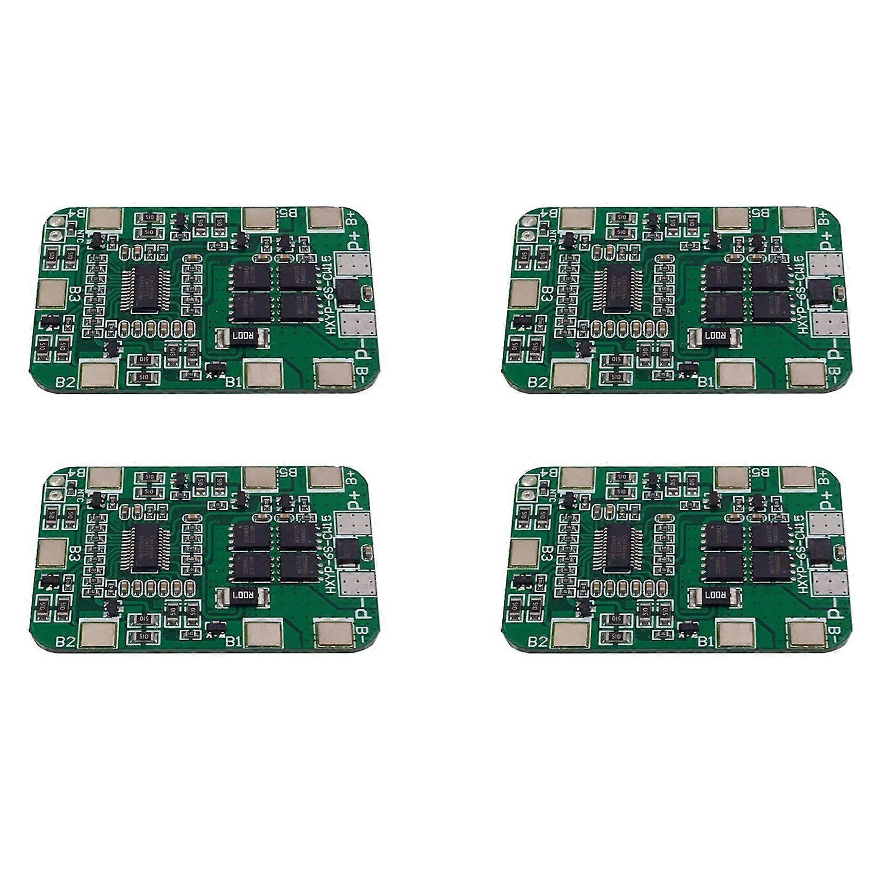 4X 6S 25.2V 20A BMS Lithium Battery Board with Balancing for 25V Screwdriver and 24V Battery Pack Use