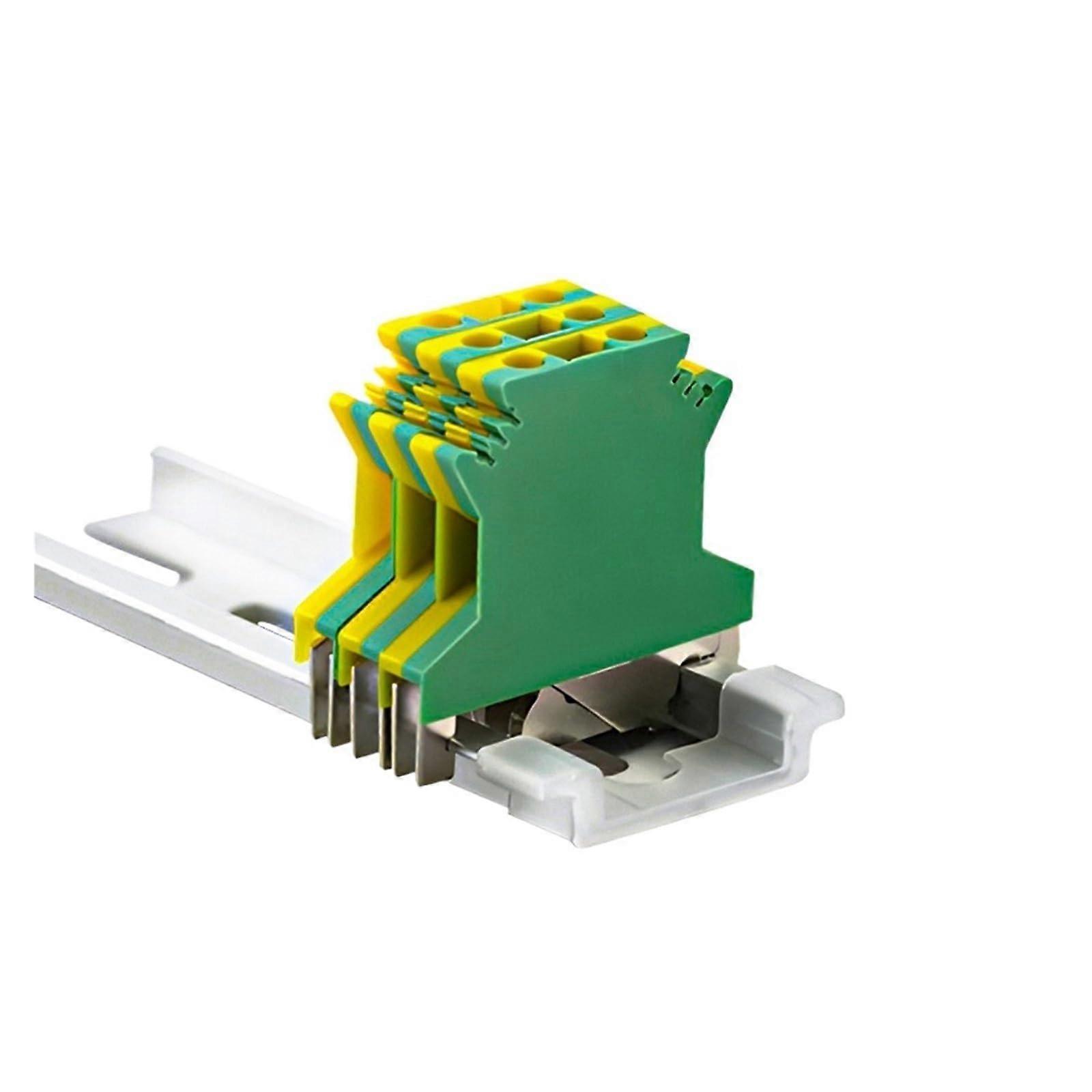 PE DIN Rail Terminal Block Ground Connector Screw Wire Conductor 10 Pack