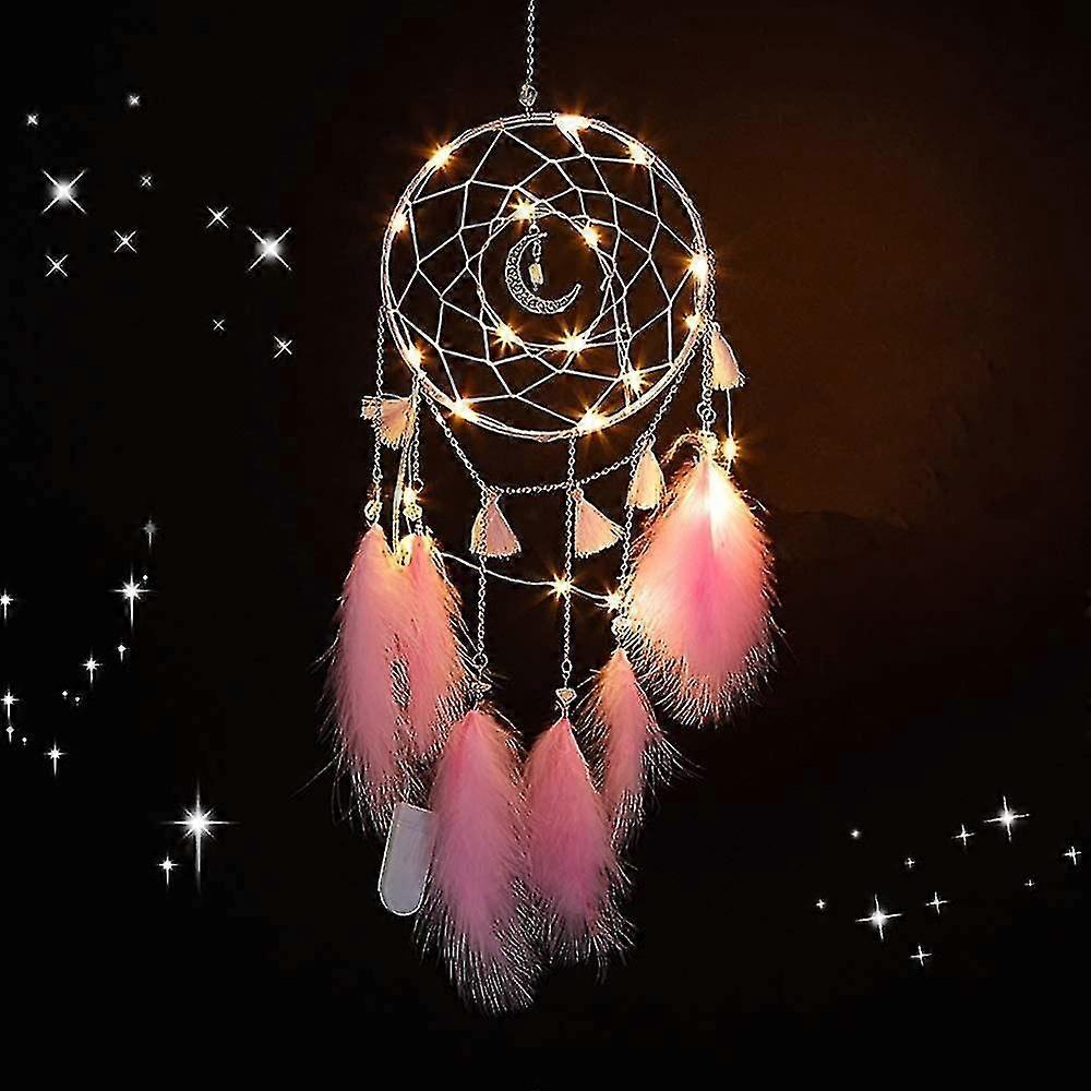 Nice Dream Small Dream Catcher With Led Light, Handmade Feather Dream