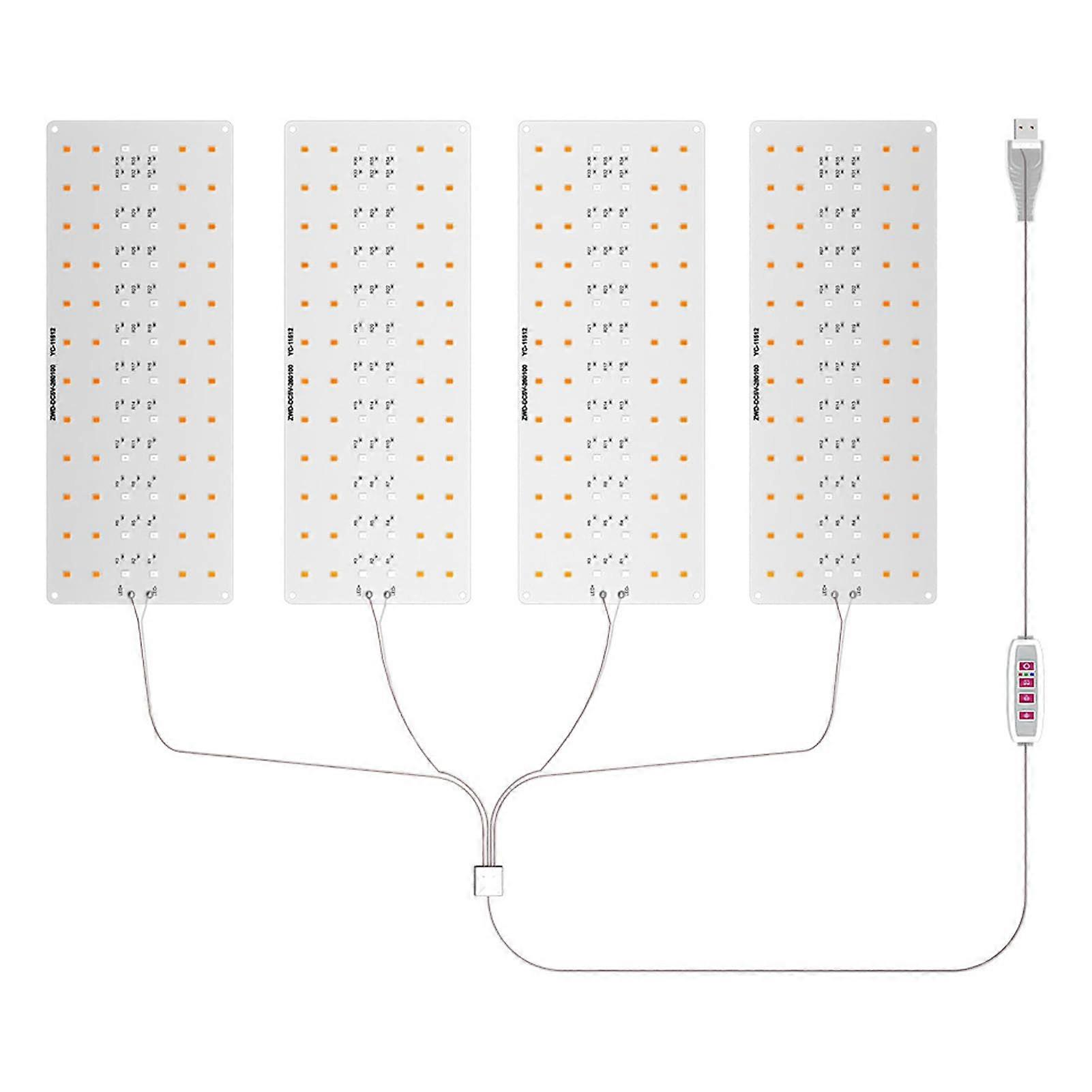 Under Cabinet Plant Grow Light Full Spectrum LED Grow Lamp 4 Head Timers 8H 12H 16H Dimmable 10 Levels For Hydroponics