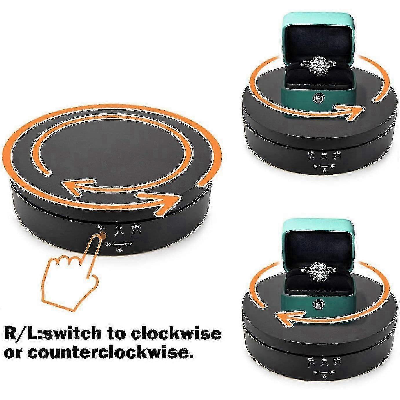 Black Rechargeable Turntable Display Stand, 360 Degree Rotation Speed/angle Adjustable For Photogra