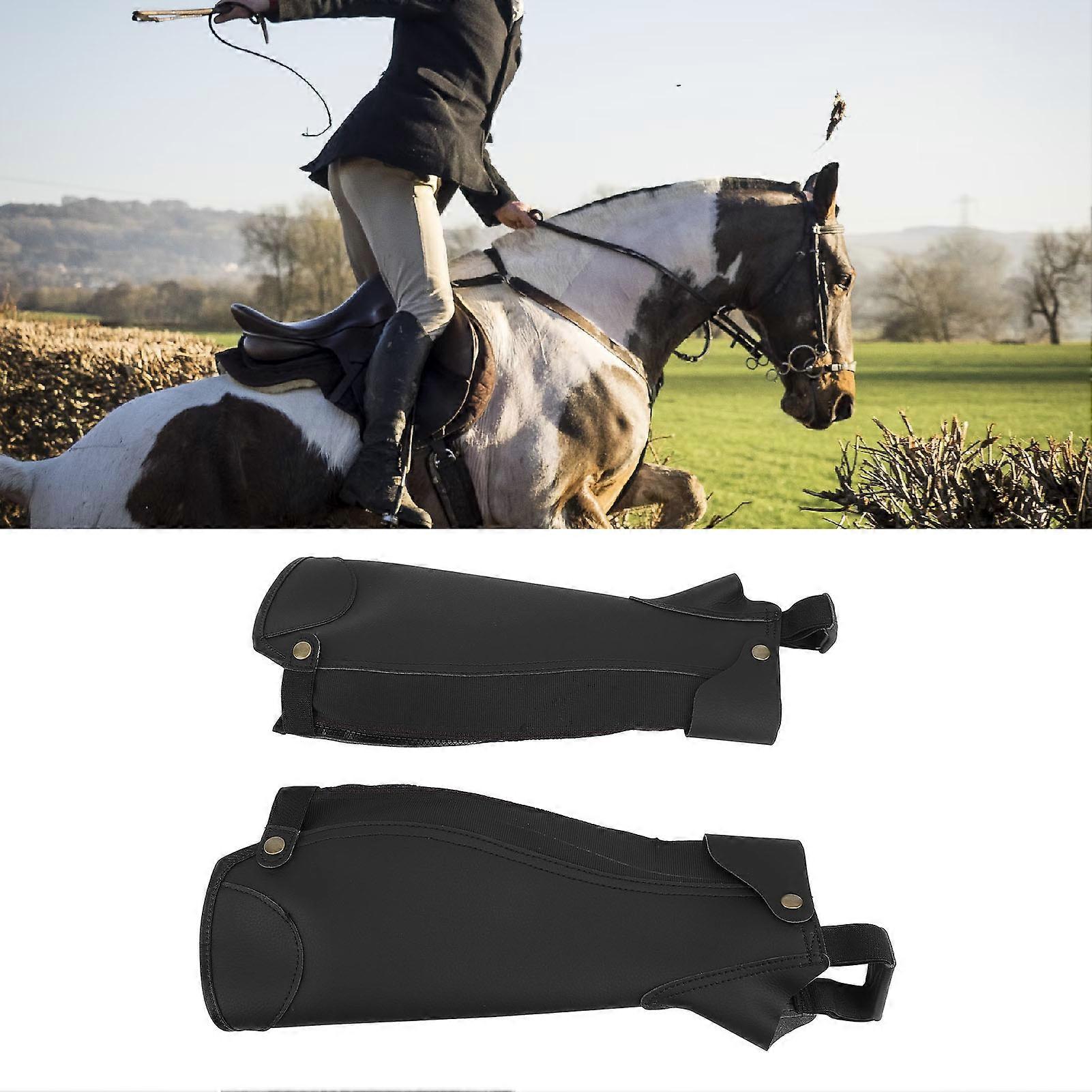 1 Pair Equestrian Half Chaps Breathable 3 Layer Fabric Shock Absorbing Anti Abrasion Horse Riding Half Chaps for Child Adults M (14.2in Leg Circumfer
