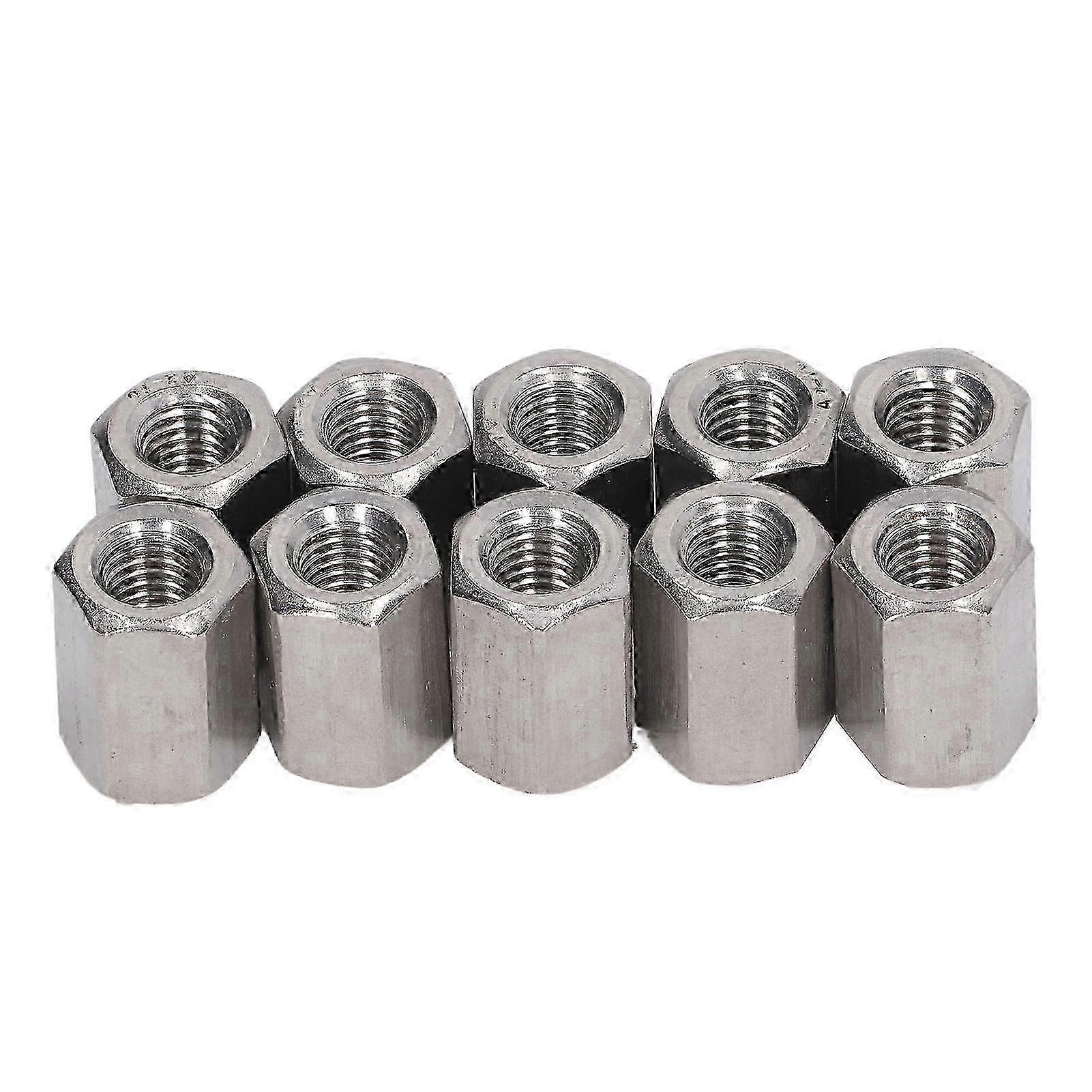 10PCS Hex Coupling Nuts 304 Stainless Steel Long Rod Coarse Hex Connection Nut M10 Thread miao4