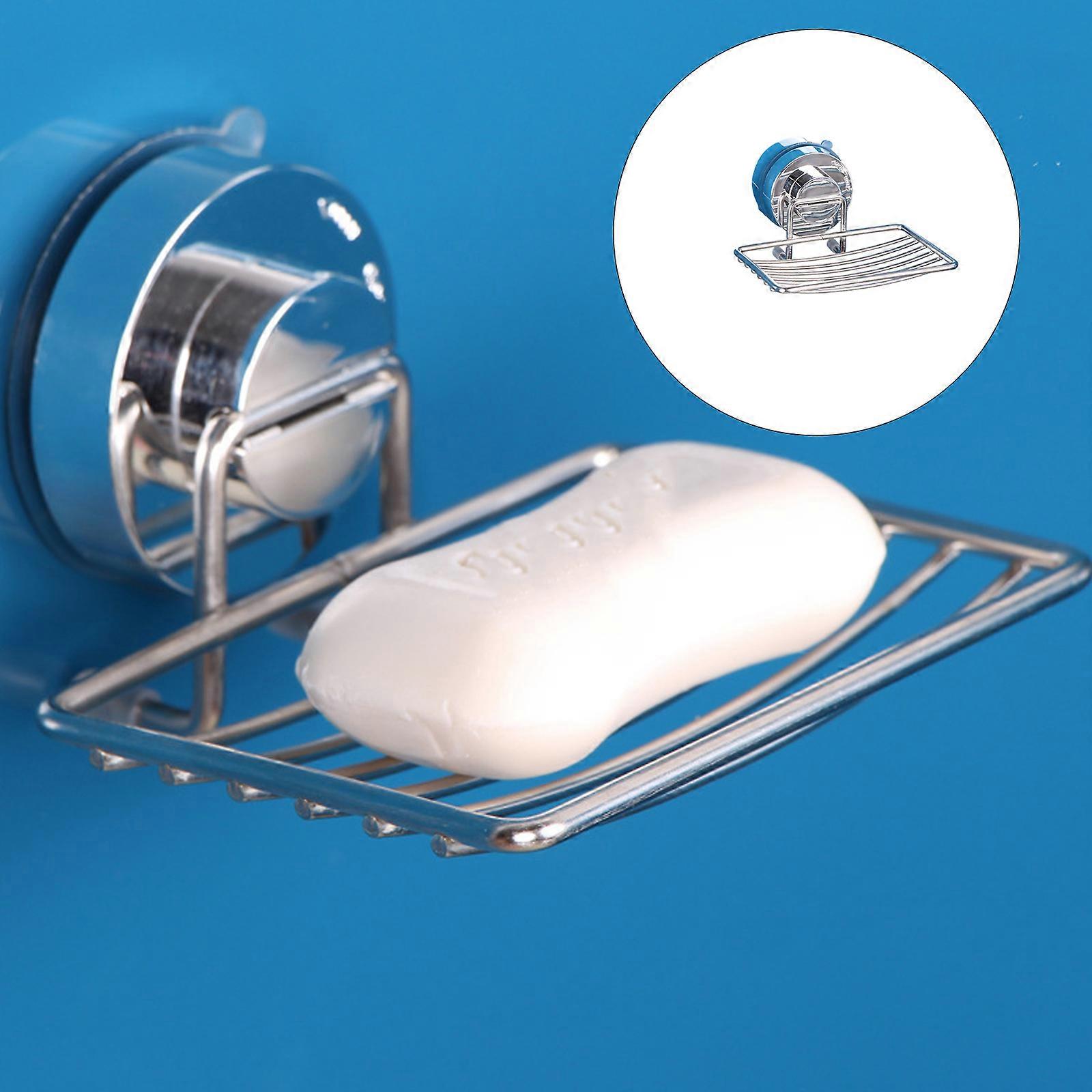 Denial Drill Bathroom Soap Owner With Powerful Suction Cup Water Resistant ABS Plastic Space Efficient Vertical Mounting  White