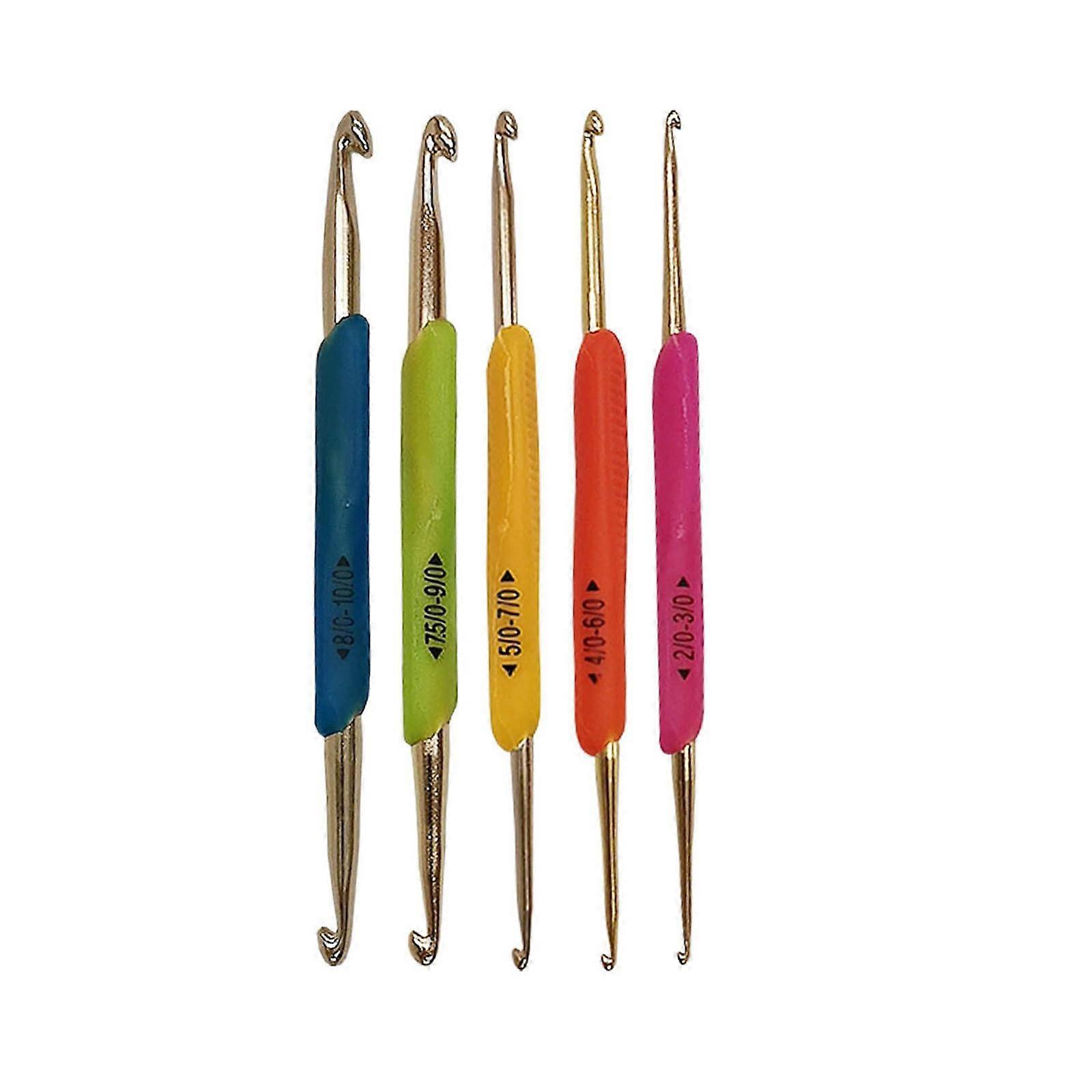 Double Head Crochet Hooks 5Piece Set With Soft Handle Knitting Needle For Sewing