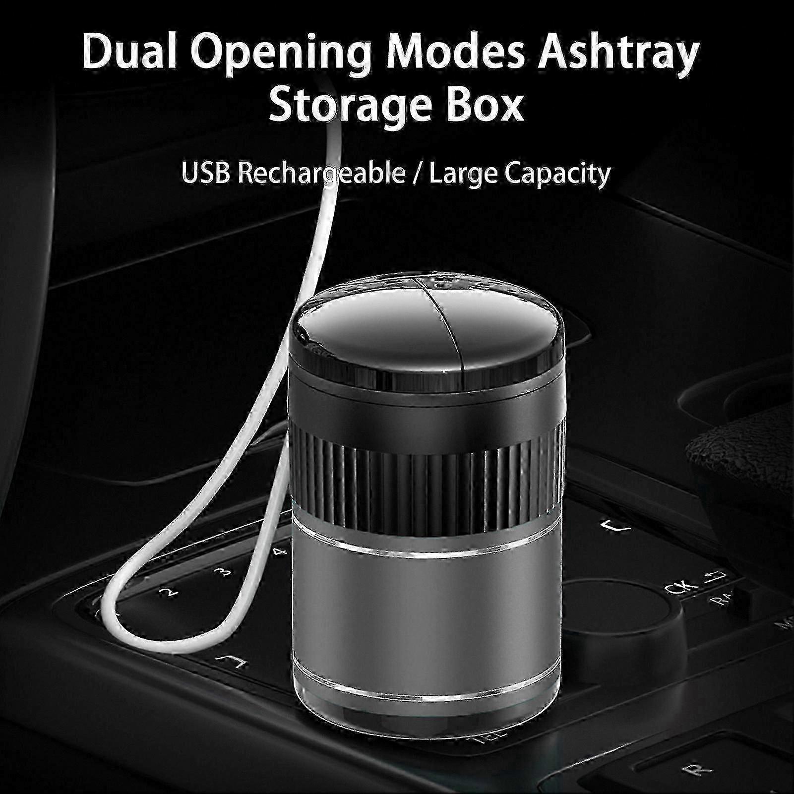 Smart Sensor Ashtray with Automatic Open/Close, USB Rechargeable, Smokeless Design, Light-Sensitive Mirror for Indoor Use