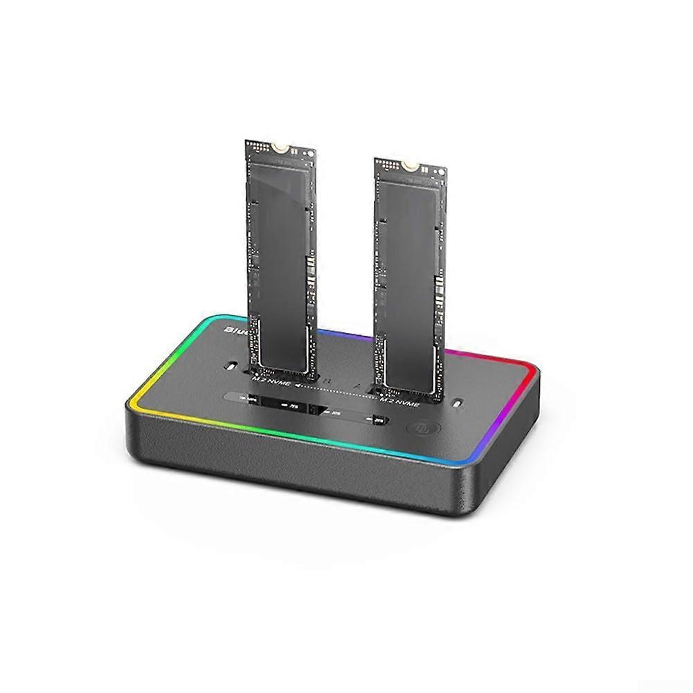 M 2 NVMe Dual Bay SSD Duplicator Docking Station With 20Gbps Transfer Rate RGB Lighting Cloning NVMe SSDs