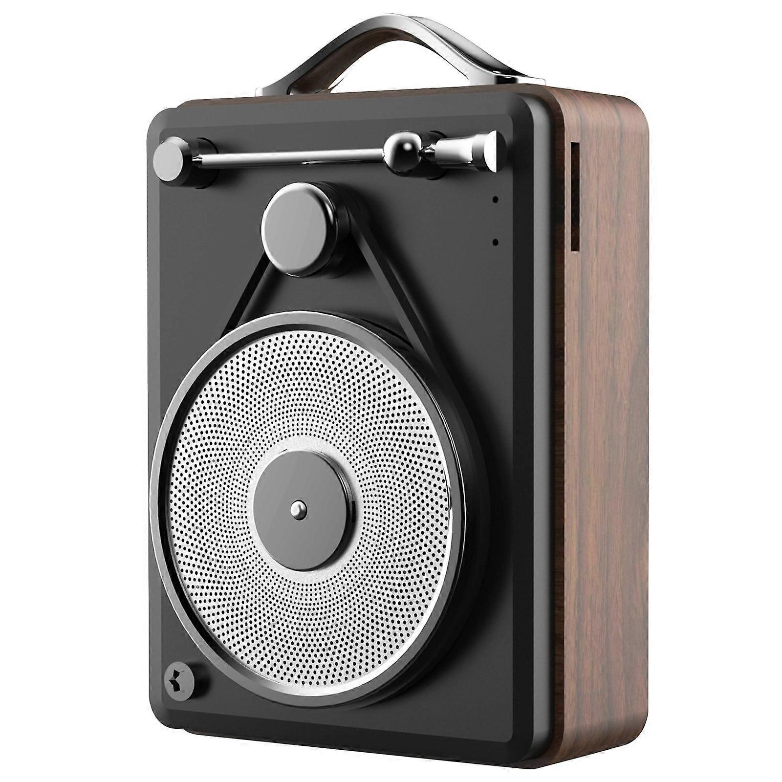 PAVEOS Bluetooth 5.0 Wireless Speaker, Mini Retro Design, Heavy Bass, Long Range, Compatible with Black - Multi Functional Audio