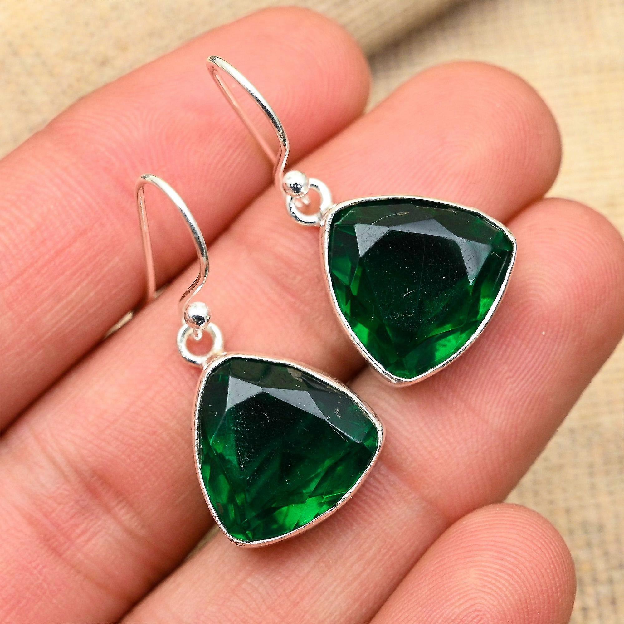 Orecchini da donna in argento sterling 925 fatti a mano con pietra preziosa di diopside di cromo