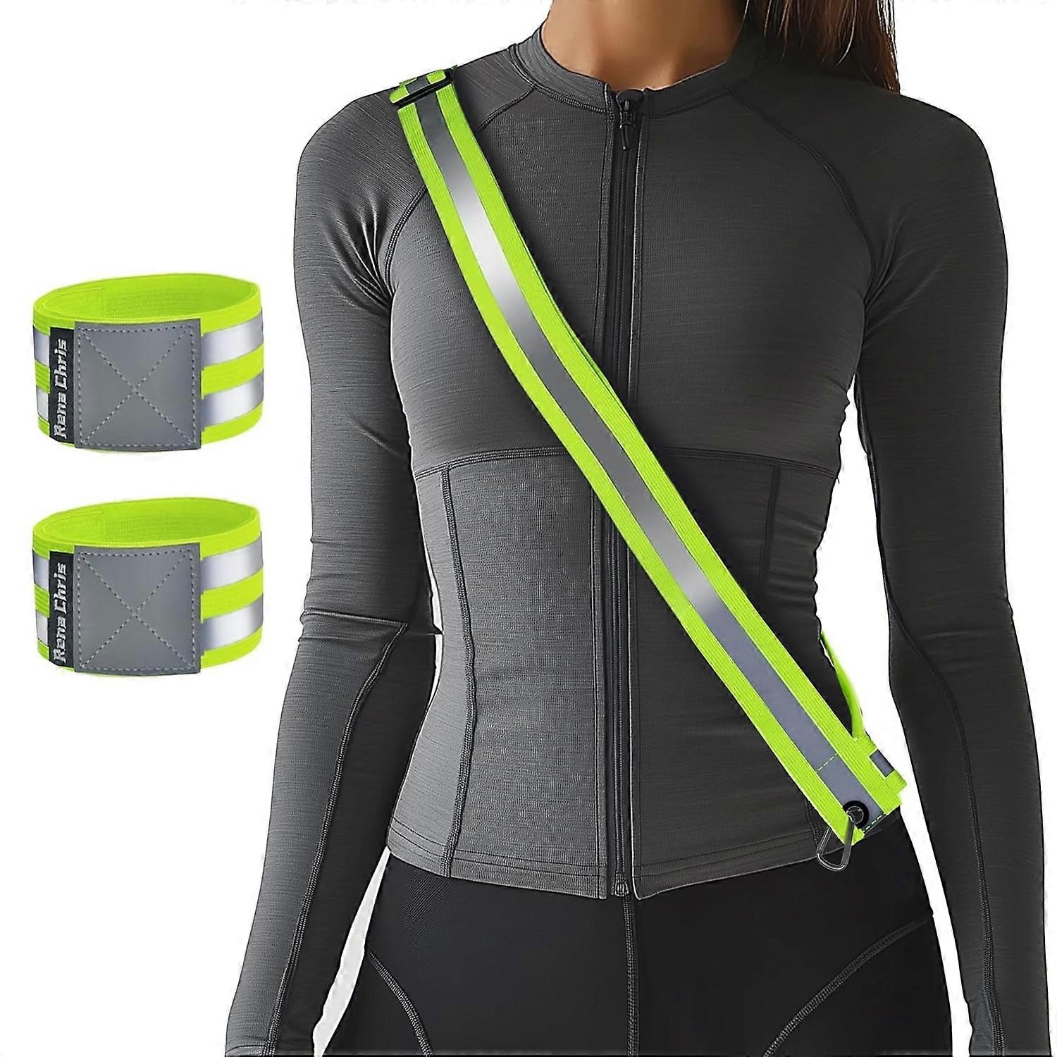 Night Walking High Visibility Reflective Running Safety Gear Belt and Armband for Men and Women