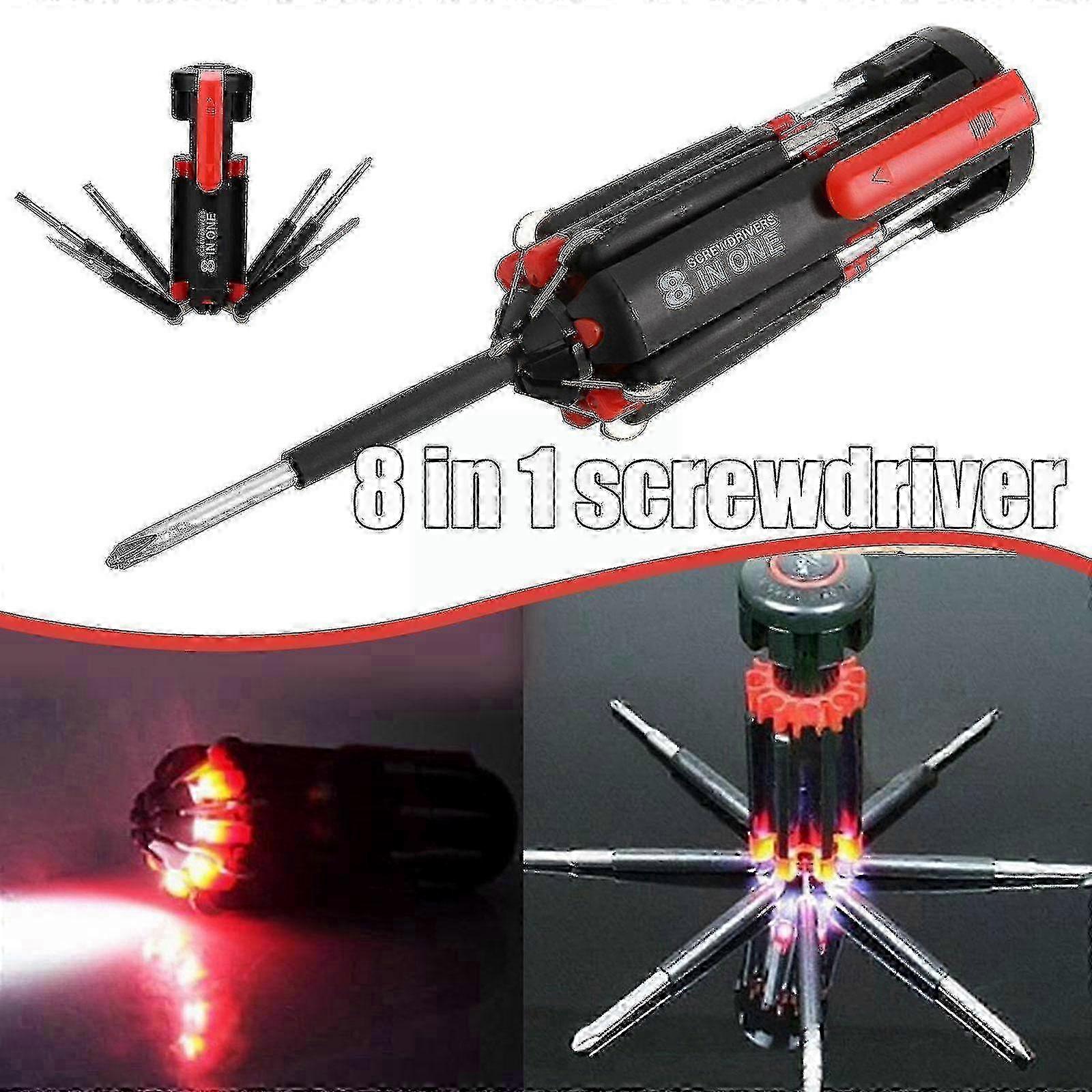 Useful 8 In 1 Multi Portable Screwdriver With 6 Led Up Light Tools Tool Set Torch Flashlight W5e2