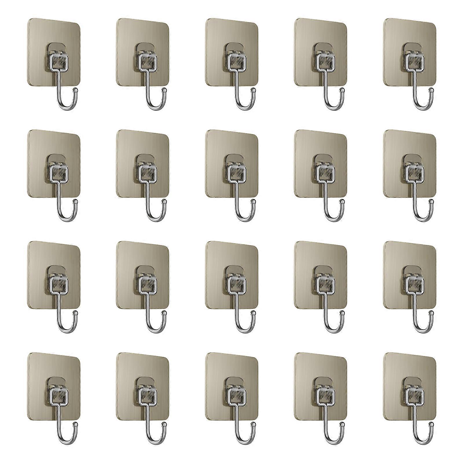 20 Pack Multiple Fronts Adhesive Hooks Rotating Design High Density ABS Materials Wall Mounted Storage Solution  Gray
