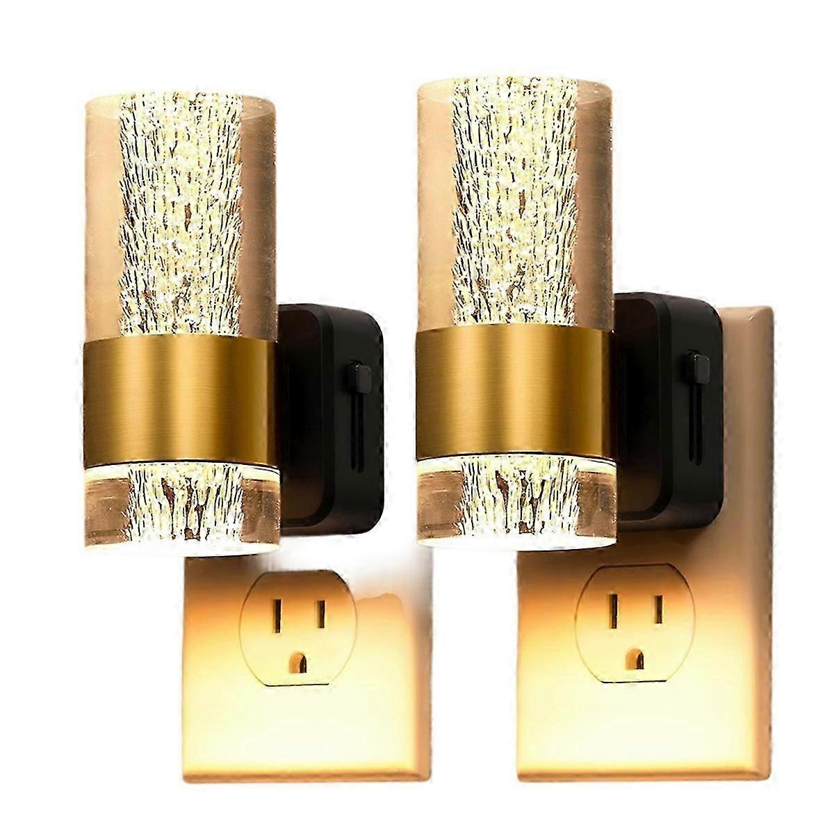 LED Night Lights Plug Into Wall 2-Pack, 3000K Plug in Night Light Dusk to Dawn Sensor, Adjustable Brightness EU Plug