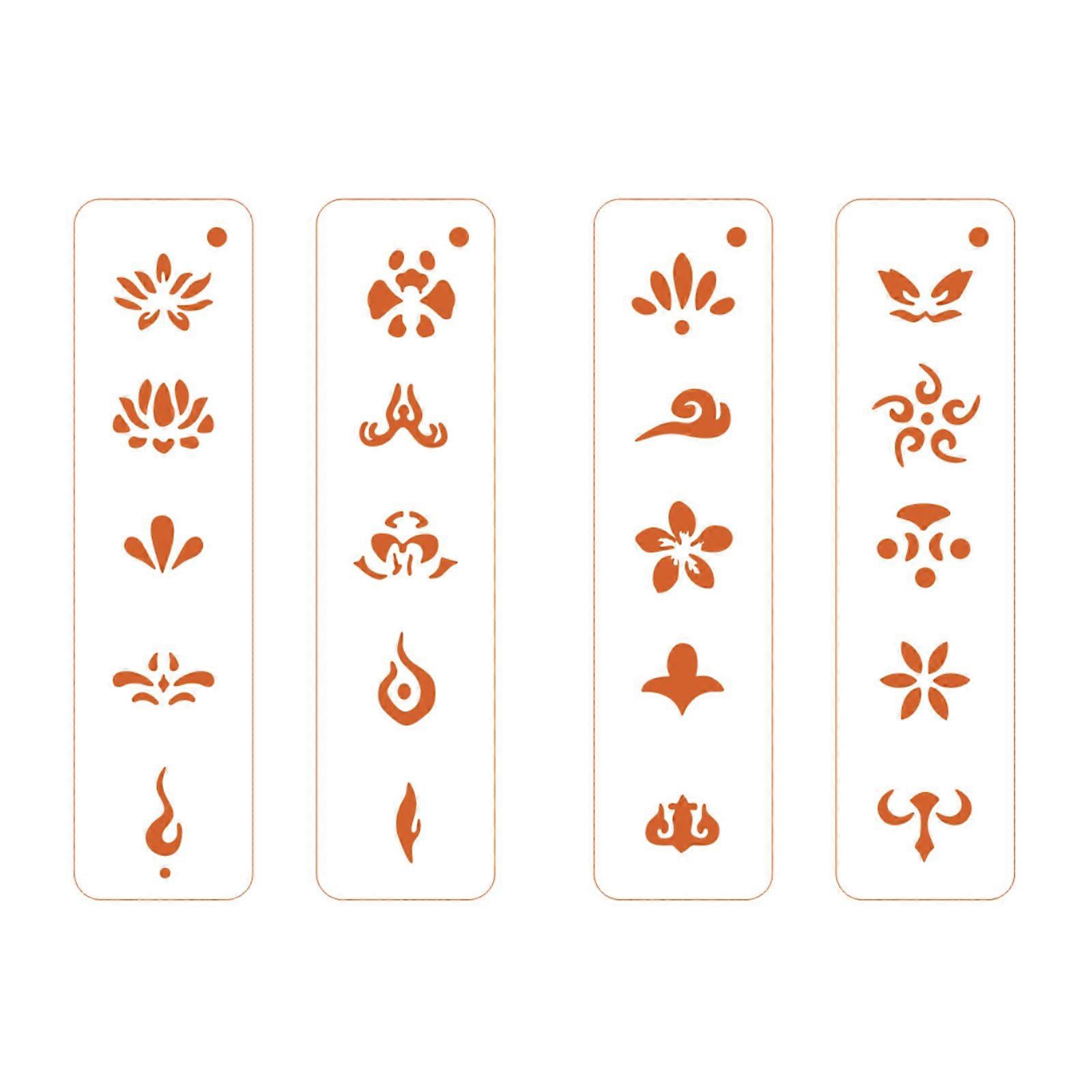 Ethnic Makeup Application Tool Washable Pet Plastic Forehead Stencil With Ancient Chinese Pattern for Beginners Multicolor