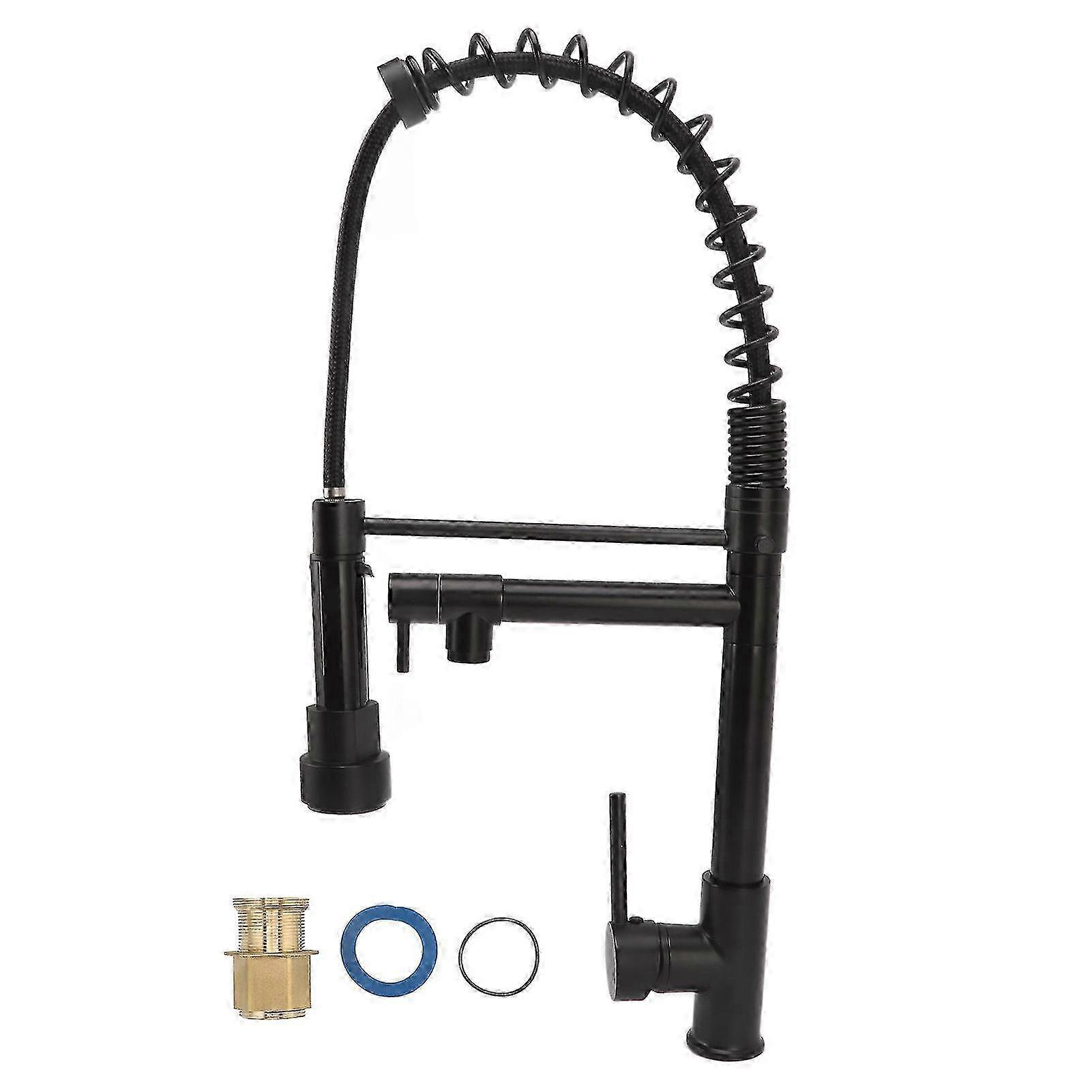 Matte Black Kitchen Faucet, Single Handle Control for Effortless Temperature Adjustment, Dual Function Water Modes Stream & Spray, Easy Installat