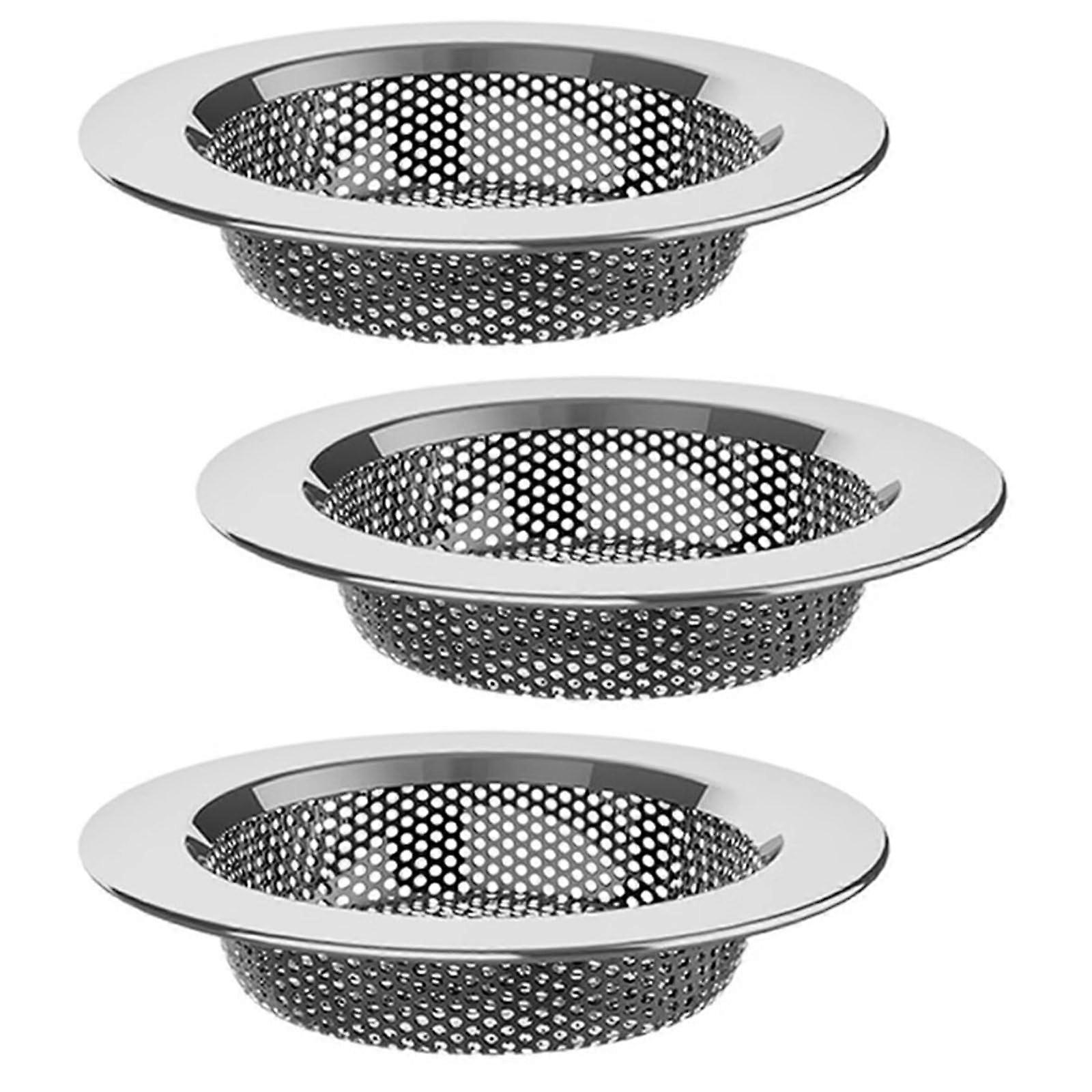 Kitchen Sink Strainer Stainless Steel Drain Filter Dishwasher Safe 3 Pack 11.2cm Outer 7.6cm Inner
